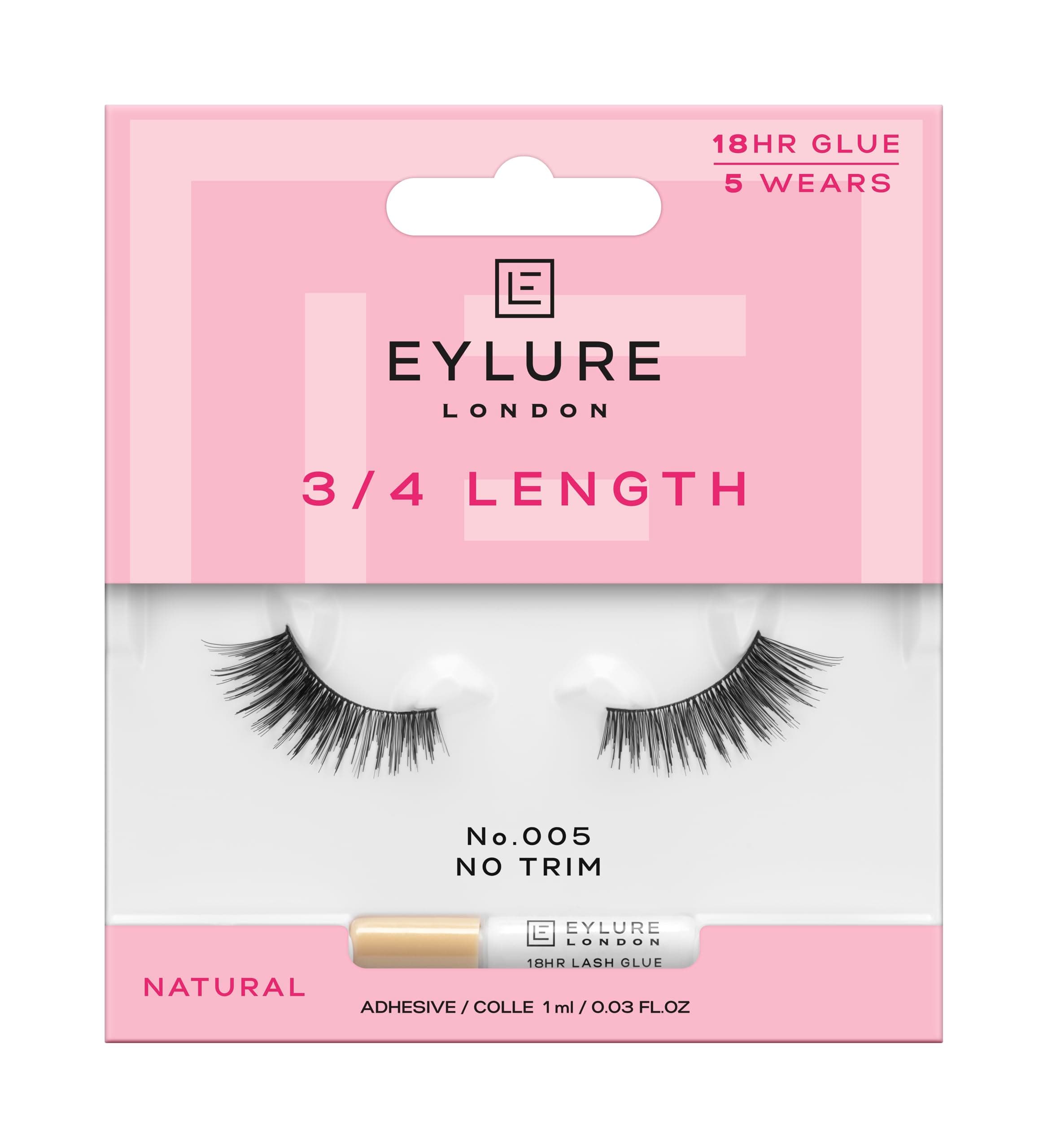 Eylure Volume False Lashes, Style No. 005, Reusable, Adhesive Included, 1 Pair