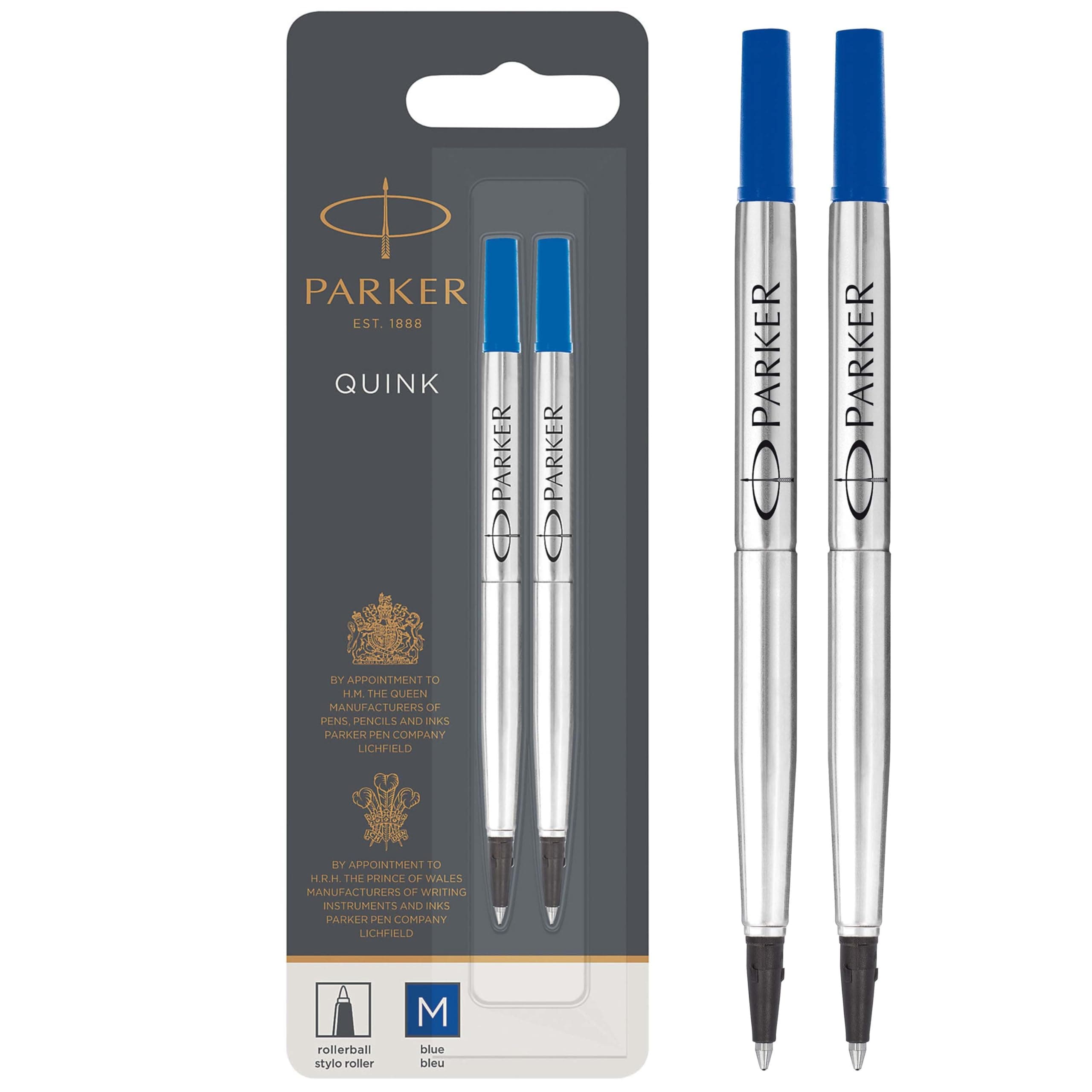 Parker Rollerball Refills, Blue, 2 Count