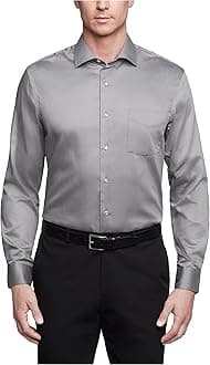 Van Heusen Mens Dress Shirts Regular Fit Lux Sateen Stretch Solid