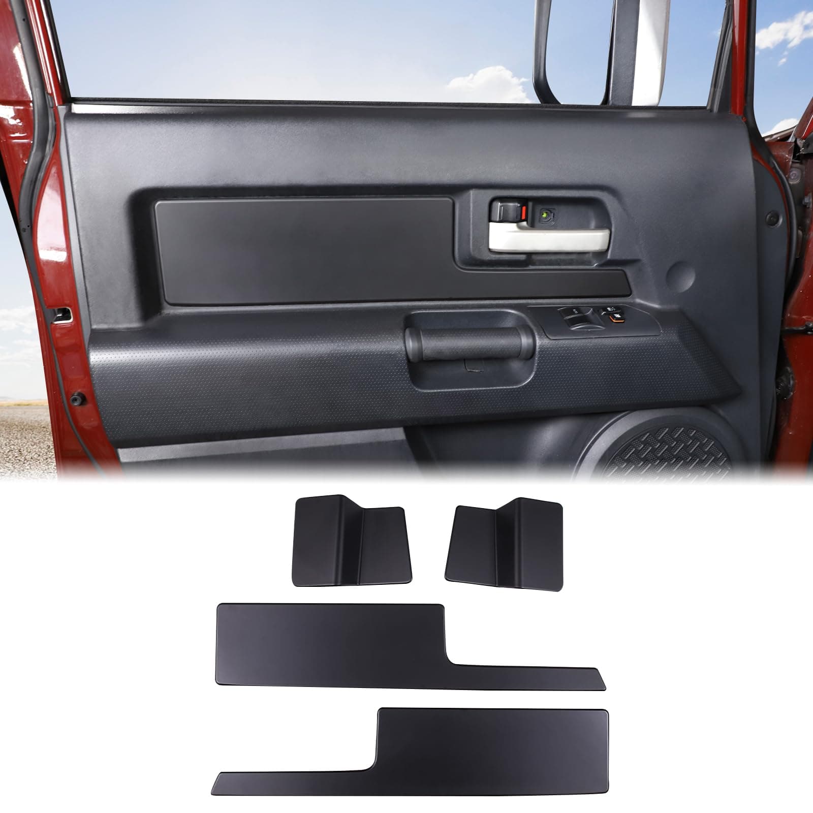 Aunginsy Inner Door Panel Trim Cover Compatible with Toyota FJ Cruiser 2007-2021 Car Inner Front Rear Door Look Interior Door Handle Panel Protection Cover Decorative Sticker ABS Interior Accessories