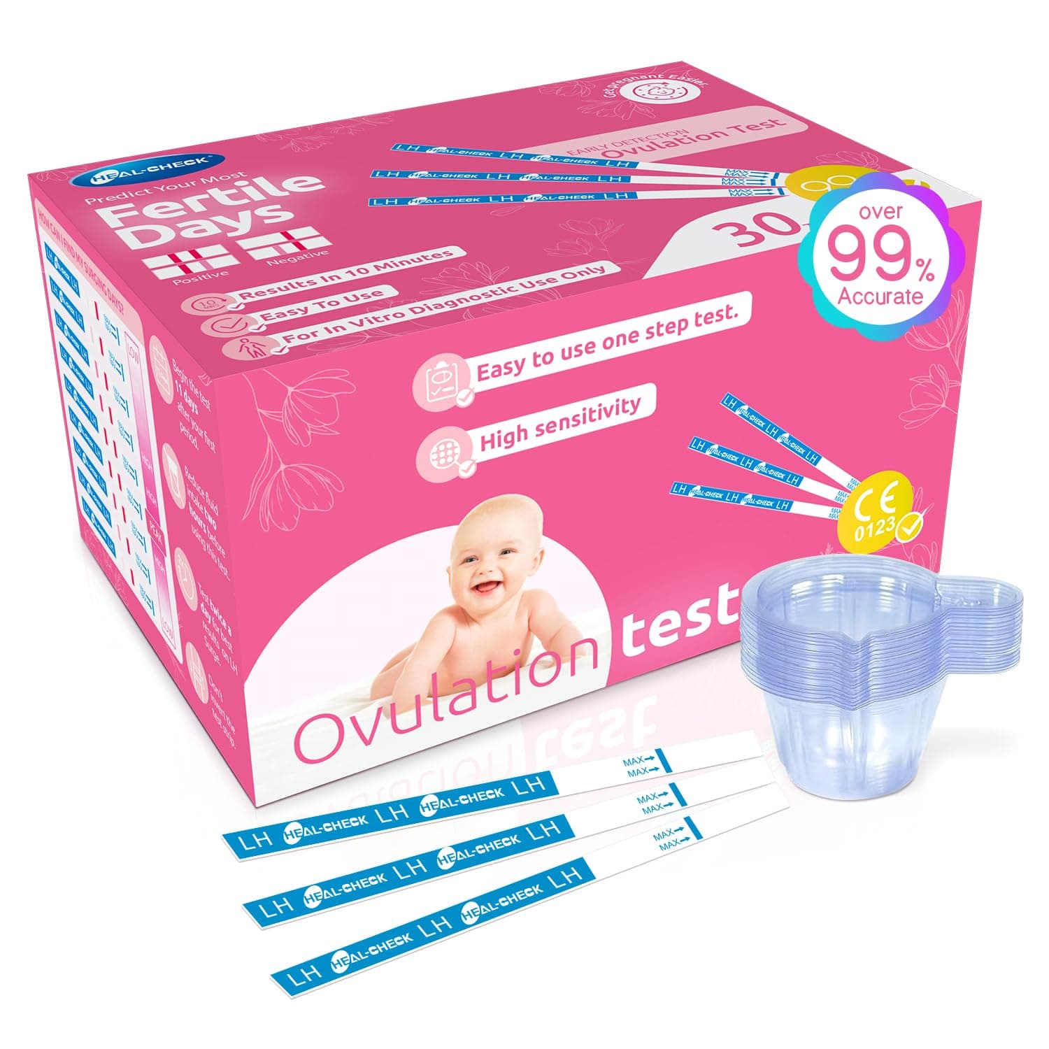 HEAL-CHECK Ovulation Tests, Ovulation Tests, Bulk Pack for Women, Ovulation Predictor Kit, Precise Fertility Tests for Home, 5mm Lh, Indi-Wrapped Strips