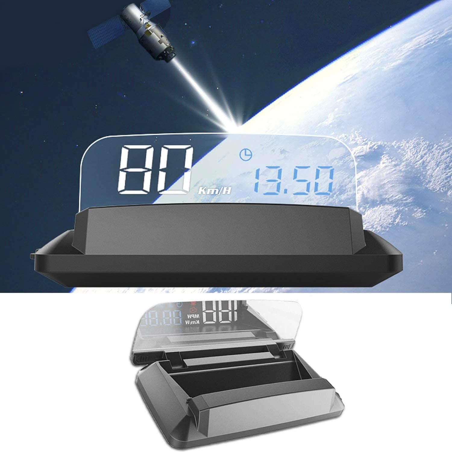 Head Up Display, Car HUD Display Digital GPS Speedometer Muti-Function Shows Speed RPM Voltage for All Cars