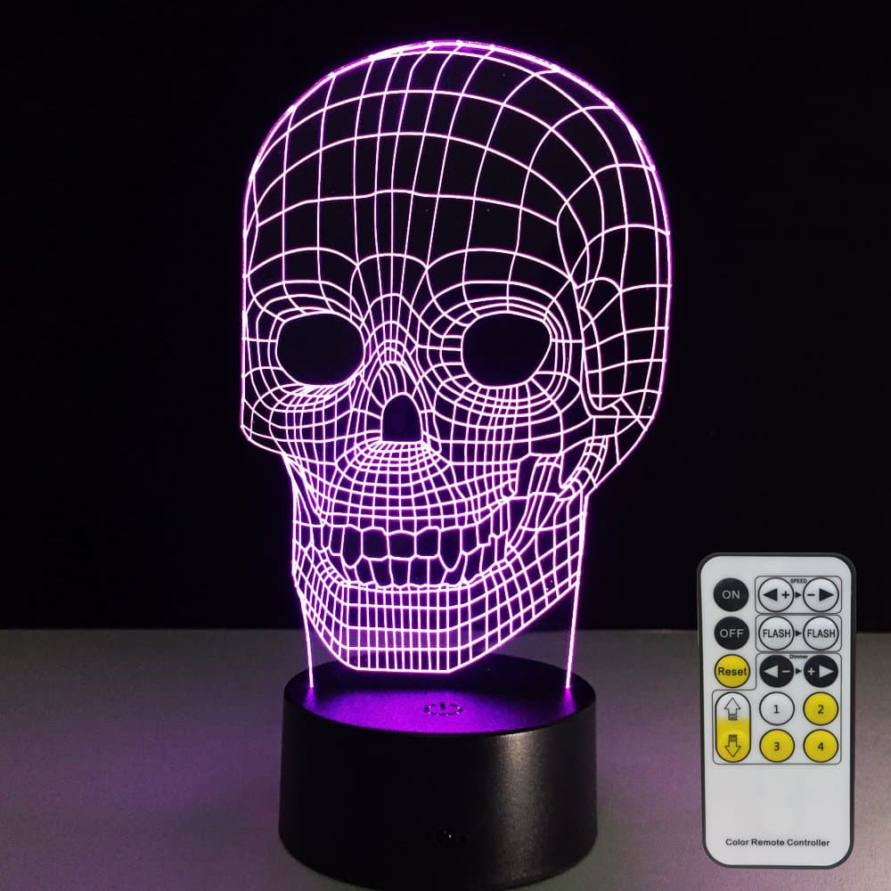 Skull Lamp with Remote Controller LED Touch 7 Colors Changing Table Desk Lamp Optical Illusion Light Halloween Decorations Acrylic Lamp for Halloween decorations for Kids Lamp Halloween Lights
