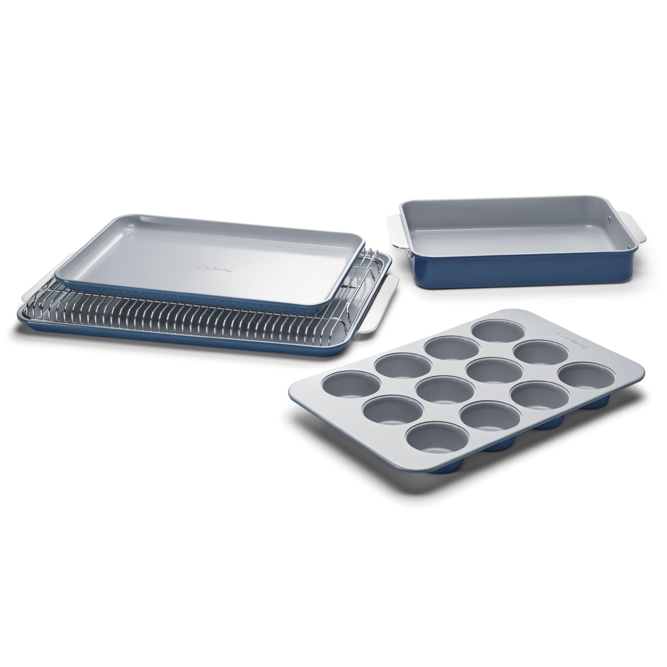Caraway Nonstick Ceramic Bakeware Set (5 Pieces) - Baking Sheets, Assorted Baking Pans, & Storage - Aluminized Steel Body - Non Toxic, PTFE & PFOA Free - Navy