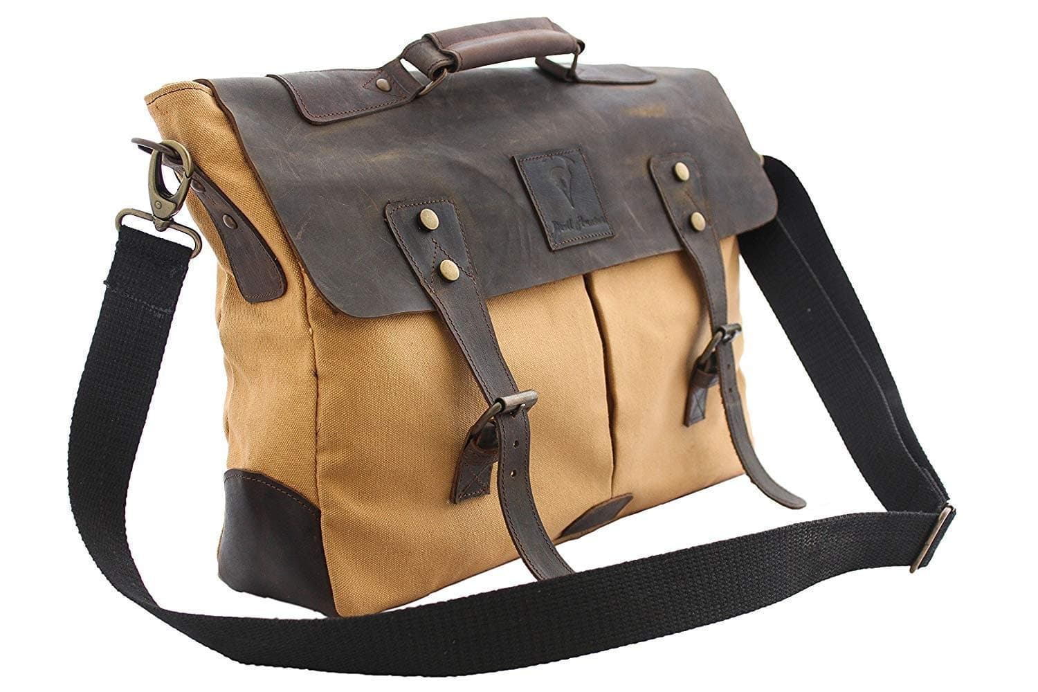 Devil Hunter 15.6"-17.3" Men's Messenger Bag Vintage Canvas Leather Military Shoulder Laptop Bags