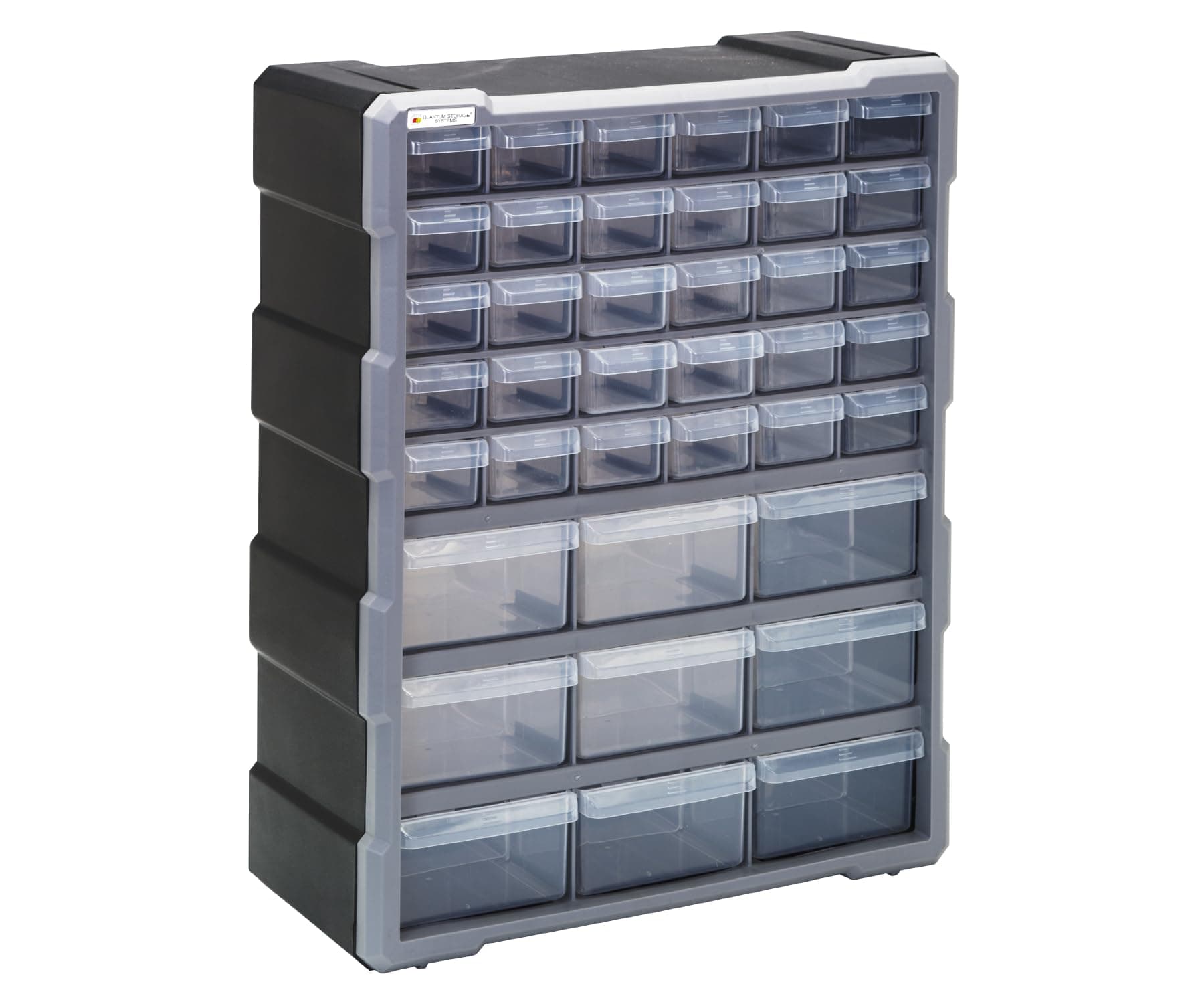 Quantum Storage Systems (39 Drawers) - PDC-39BK Clear Plastic Parts Hardware and Craft Drawer Cabinet, 39 Drawers