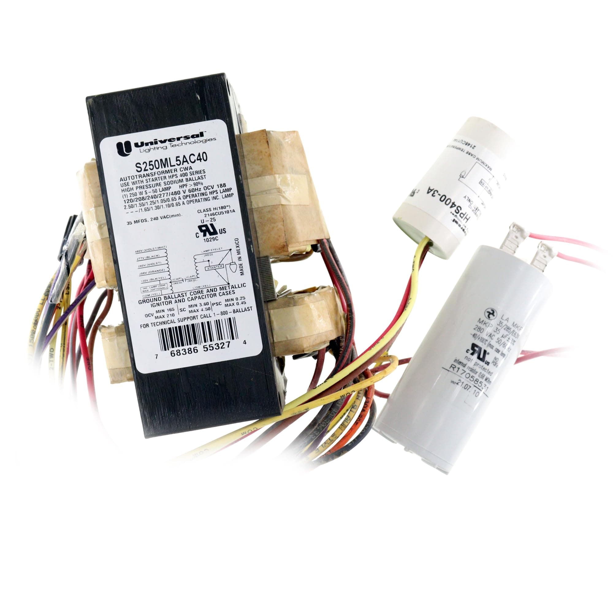 UNIVERSAL LIGHTING TECHNOLOGIES High Pressure Sodium Ballast Kit, 1 X 250 Watt, 5 Tap-2481098