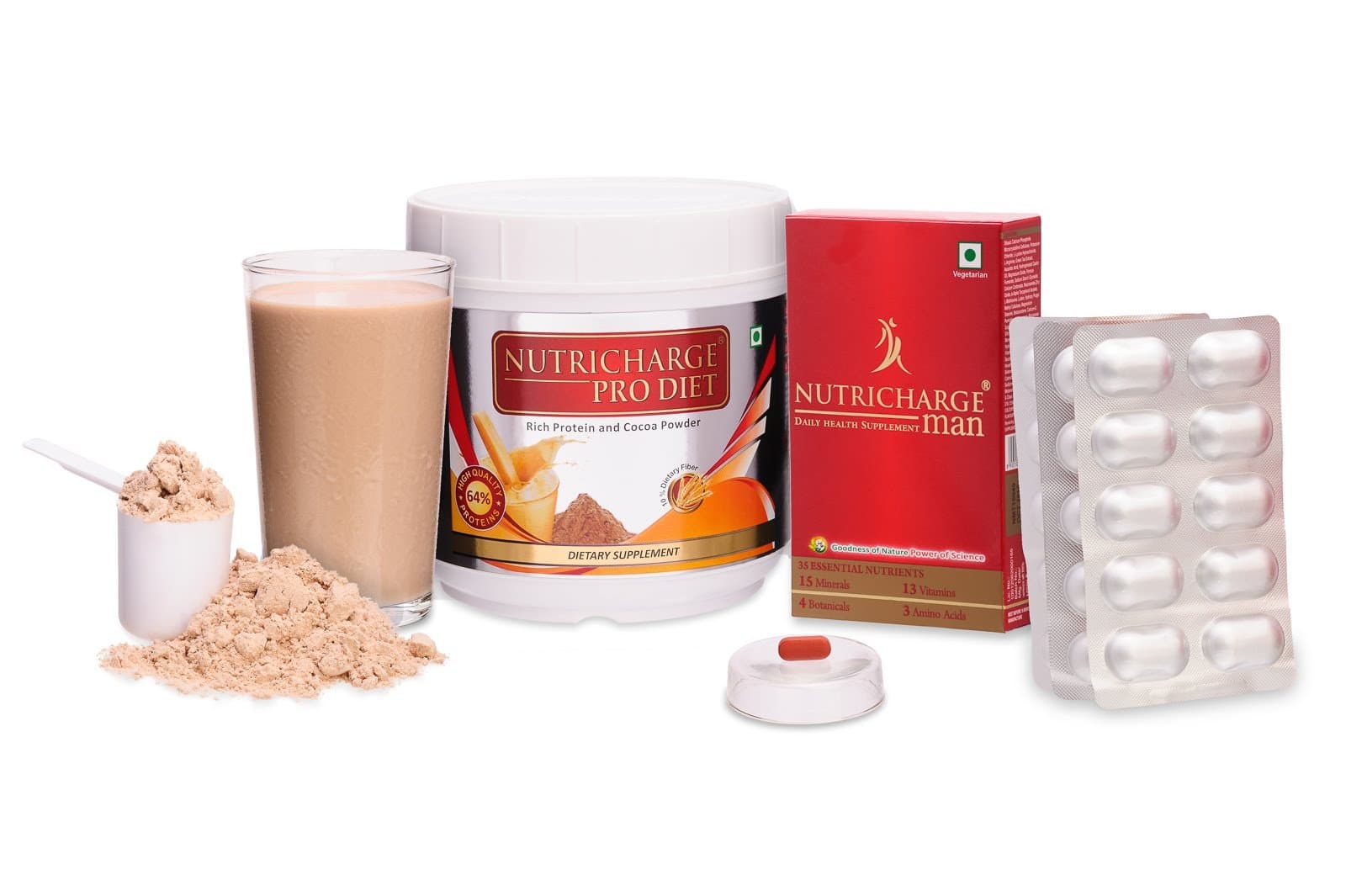 Nutricharge Chocolate pro diet and Nutricharge men tablets(30tab)