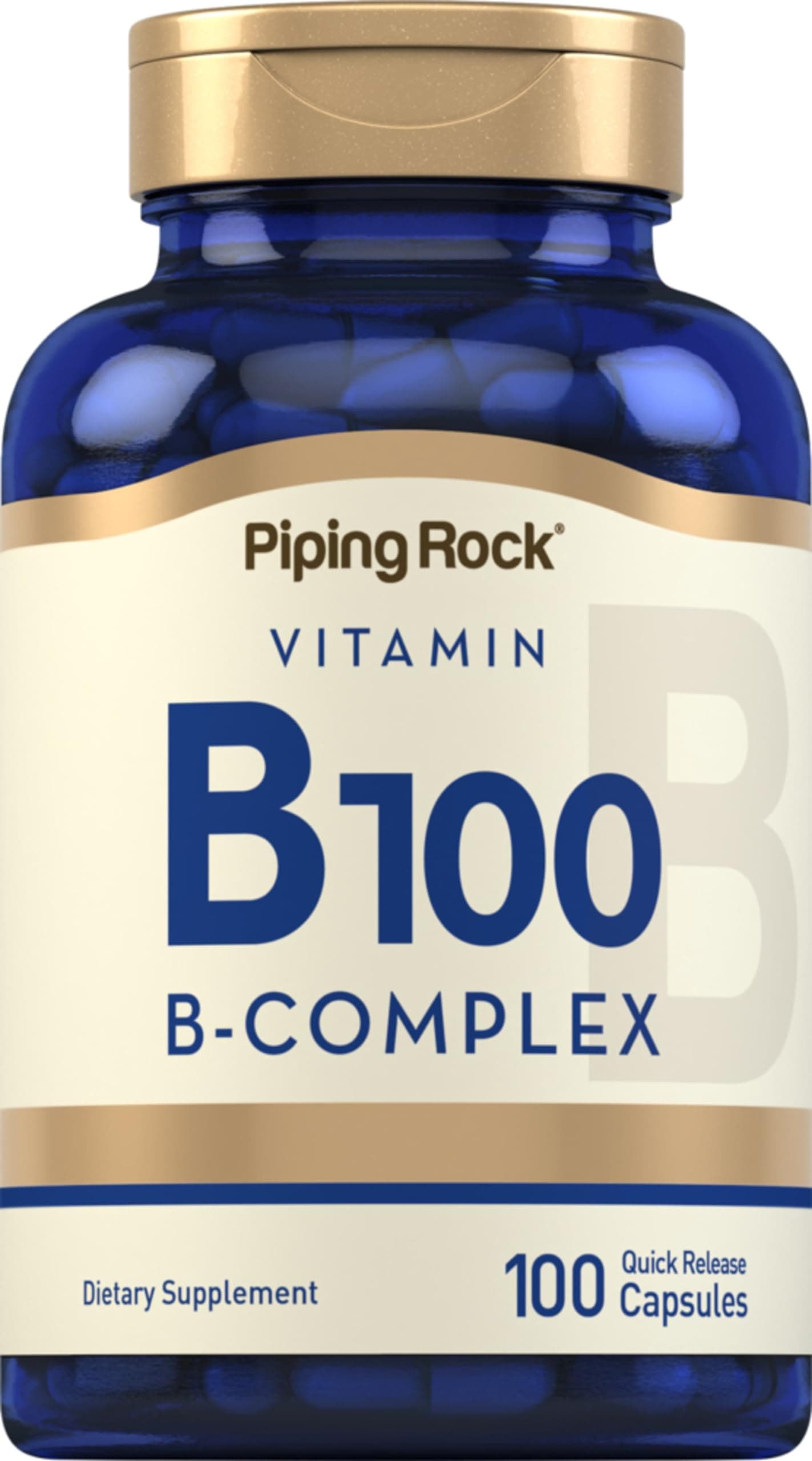 Vitamin B-100 Complex | 100 Capsules | Vitamins B12, B1, B2, B6 | Non-GMO, Gluten Free Supplement