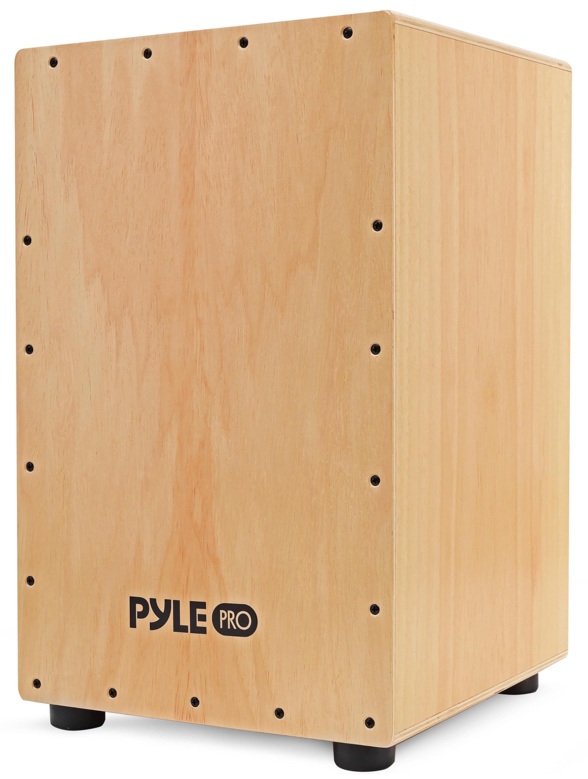 Pyle Jam - Wooden Cajon - Handcrafted Stringed Lightweight Percussion Box With Internal Guitar Strings, Rubber Capped Feet, Suitable For All Ages