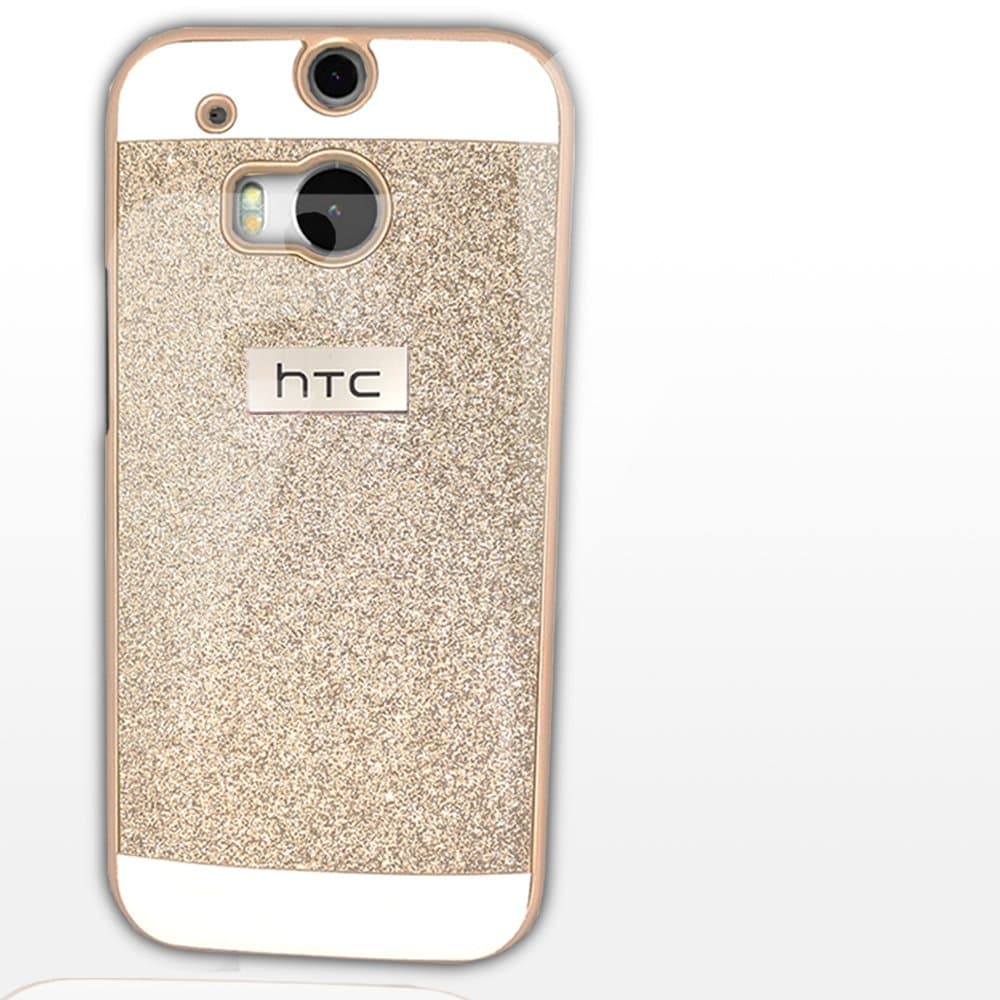 HTC one M8 Case,Silverback, Glitter Hybrid Protective Hard Cover Cases for HTC one M8 -Gold