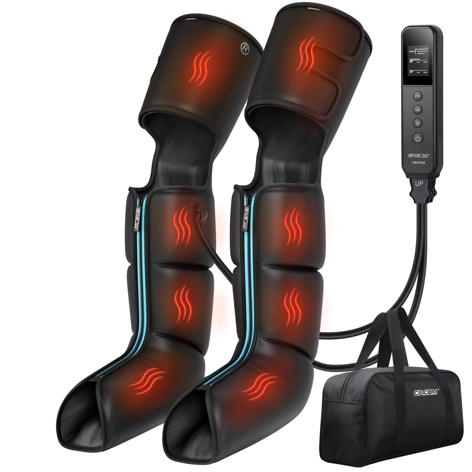 Full Leg Massager with Heat and Compression, Air Compression Boots for Leg Calf & Foot Recovery, Edema Relief