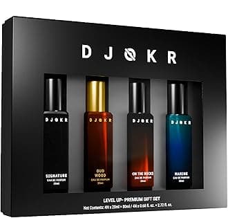 DJOKR Perfume For Men Gift Set Pack of 4x20 ML | Eau De Parfum | Premium Luxury Long Lasting Fragrance Spray | Signature, Wicked, Oud Wood, Marine (4x20 ml)