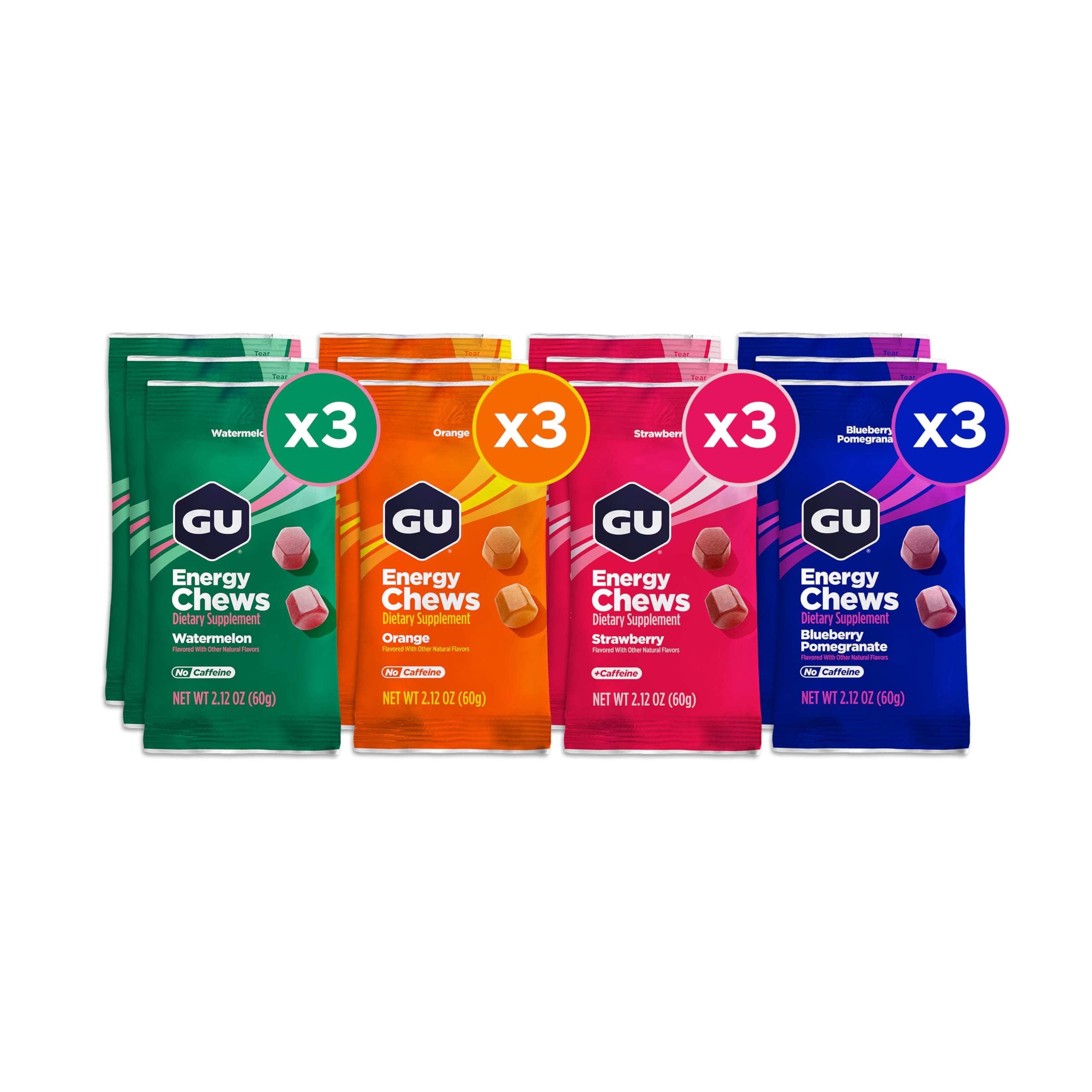 Chews Gummies with Electrolytes, 12 Bags (24 Servings Total) (Assorted)