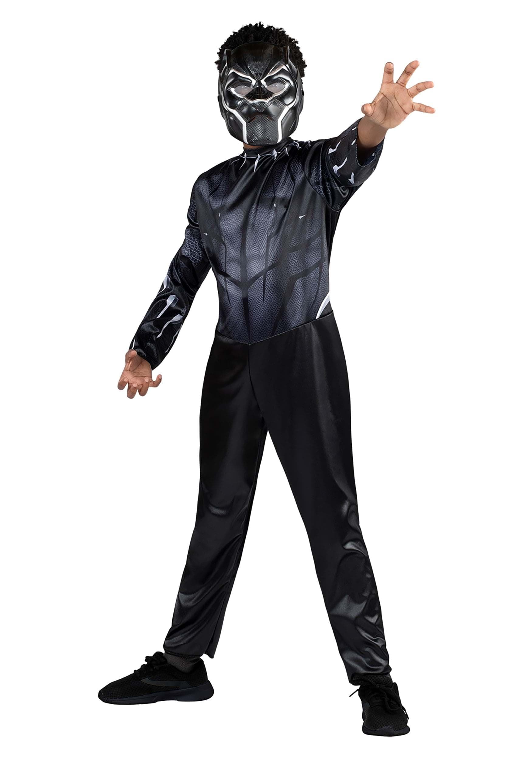 MARVEL Black Panther Official Youth Value Costume - Printed Jumpsuit with Plastic Mask