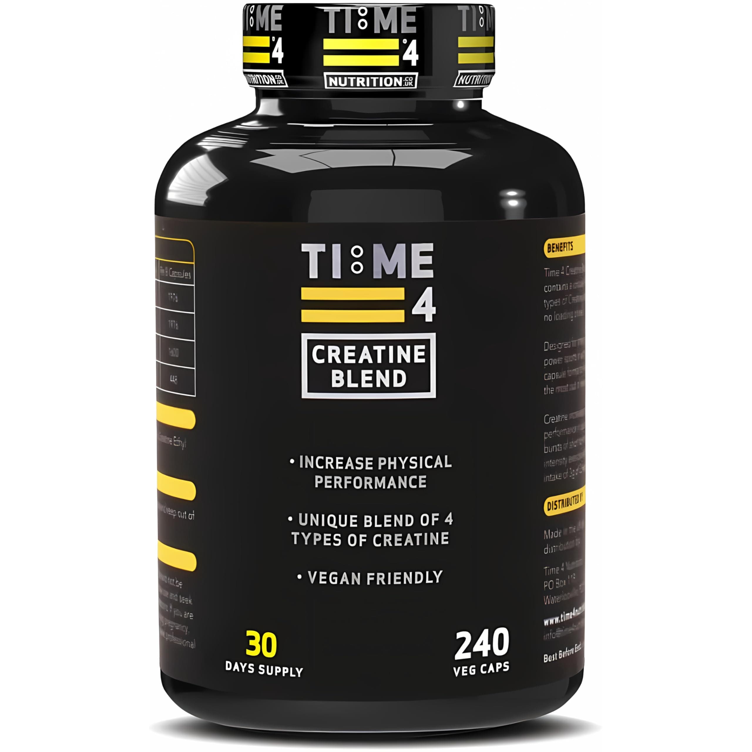 Time 4 Creatine Blend - 240 Creatine Capsules Not Creatine Tablets, 30 Day Supply, Unique Blend of 4 Types of Creatine, 6000mg Per Daily Serving Improve Muscle Strength Vegan Friendly & Gluten Free