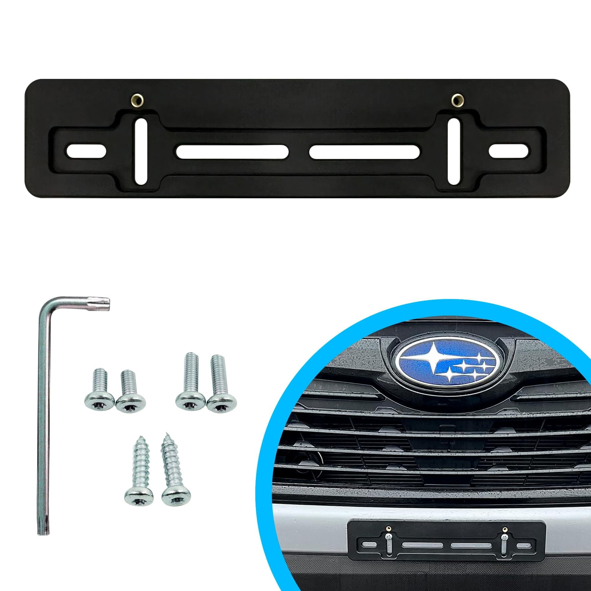 TN TrunkNets Inc Front Bumper License Plate Mounting Bracket for Subaru + Screws & Wrench Kit