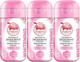 Deodorant Powder Thai Herb Eliminates Underarm, Body and Foot Odor Antiperspirant Protection Natural Deodorant Stay Fresh and Confident daily used, 0.77 Ounce x 3pcs. (Pack of 3) (Sakuras)