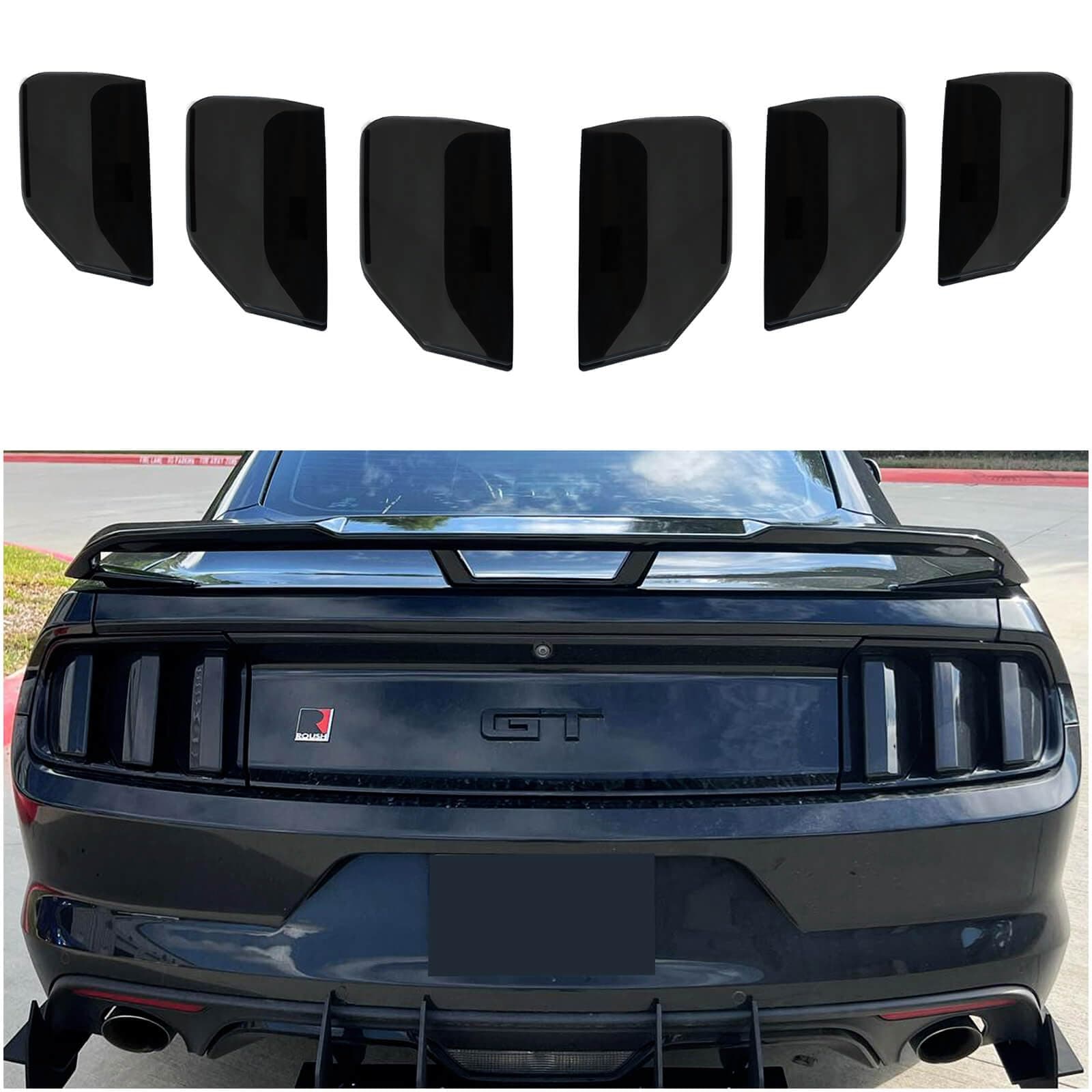 WildWell Tail Light Covers for Ford Mustang 2015 2016 2017 Mustang Accessories 6PCS Smoke Black Trim Set