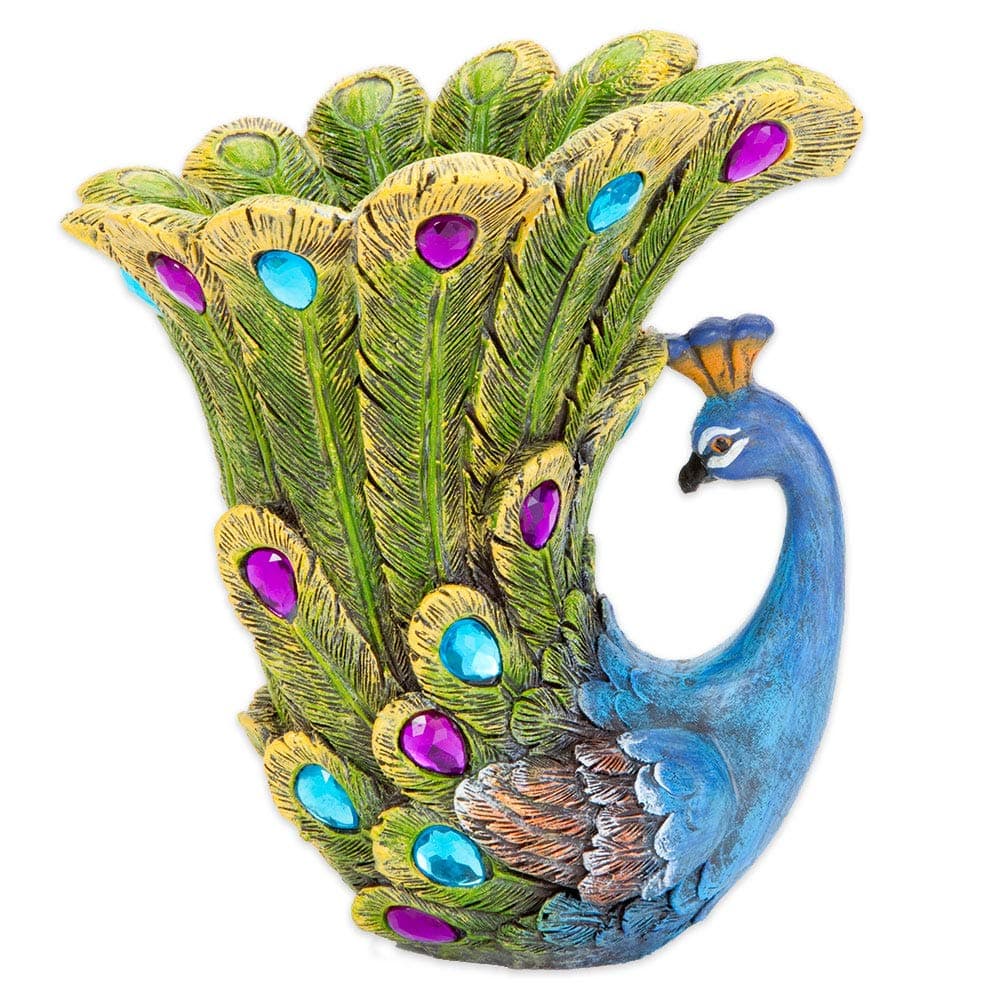 Peacock Vase - Polyresin Sculpted Vase