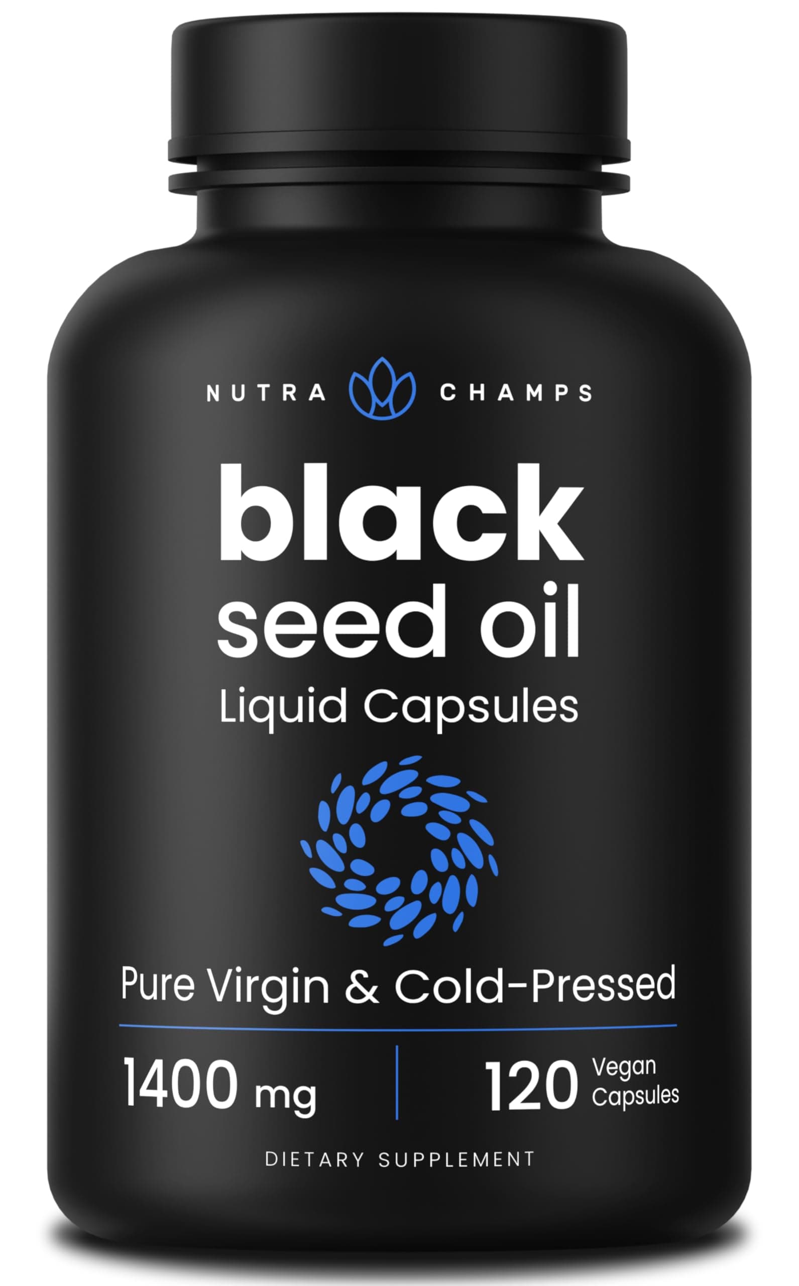 NutraChamps Black Seed Oil Organic Cold Pressed | 120 Vegan Softgel | Virgin Nigella Sativa Pills with Vitamin E & Thymoquinone | Rich in Omega 3 6 9 | Unrefined Black Cumin Seed Oil Capsules