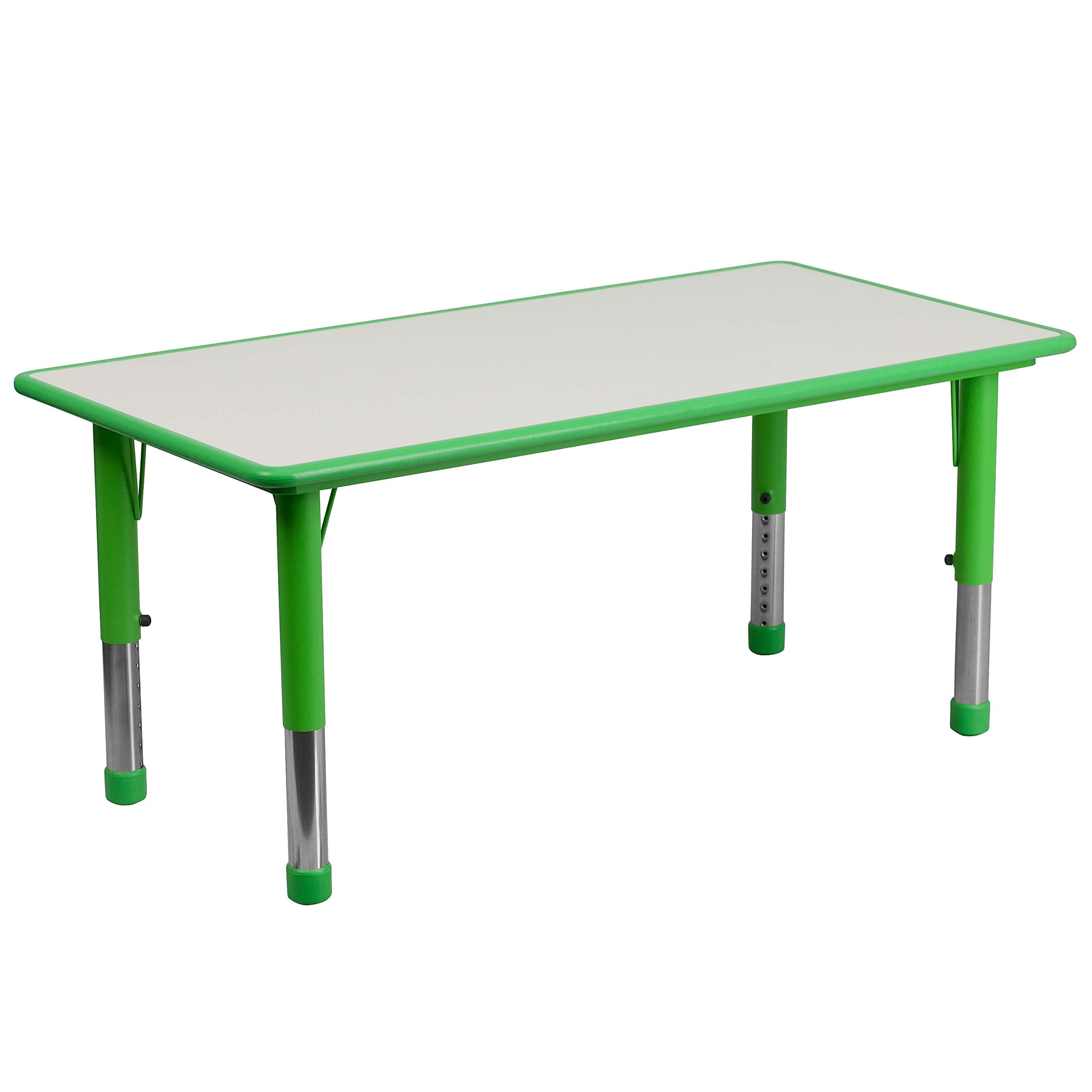 Wren 23.625''W x 47.25''L Rectangular Green Plastic Height Adjustable Activity Table with Grey Top