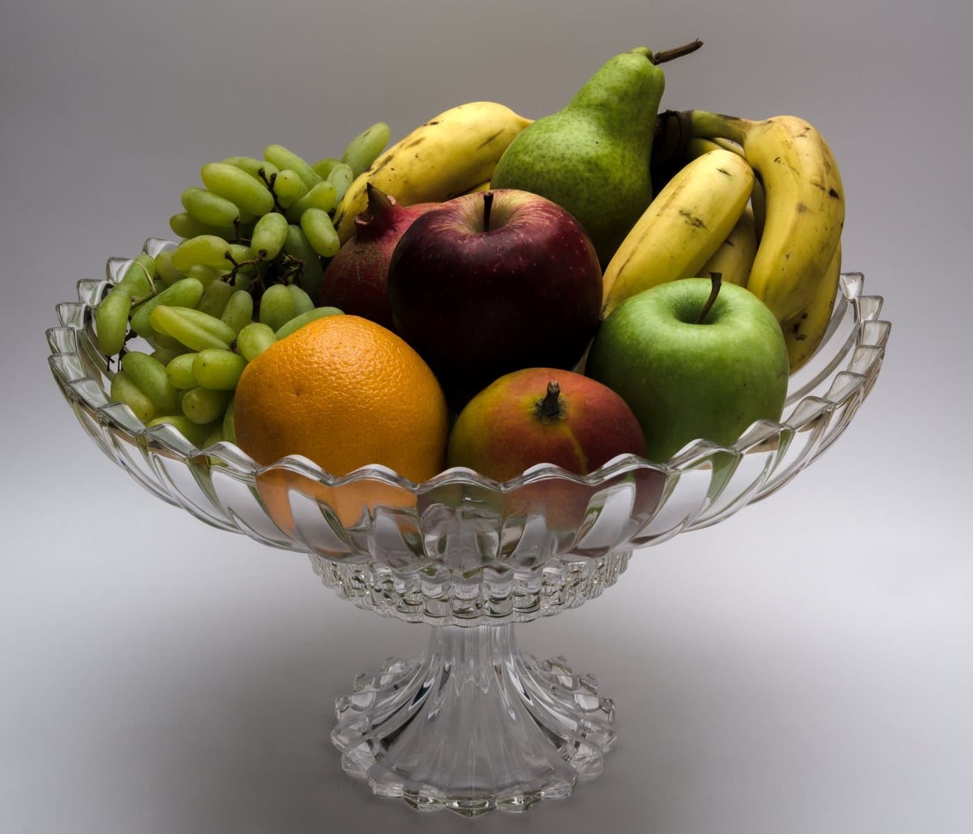 Glass Crystalline Footed Fruit Bowl (Clear, Large)
