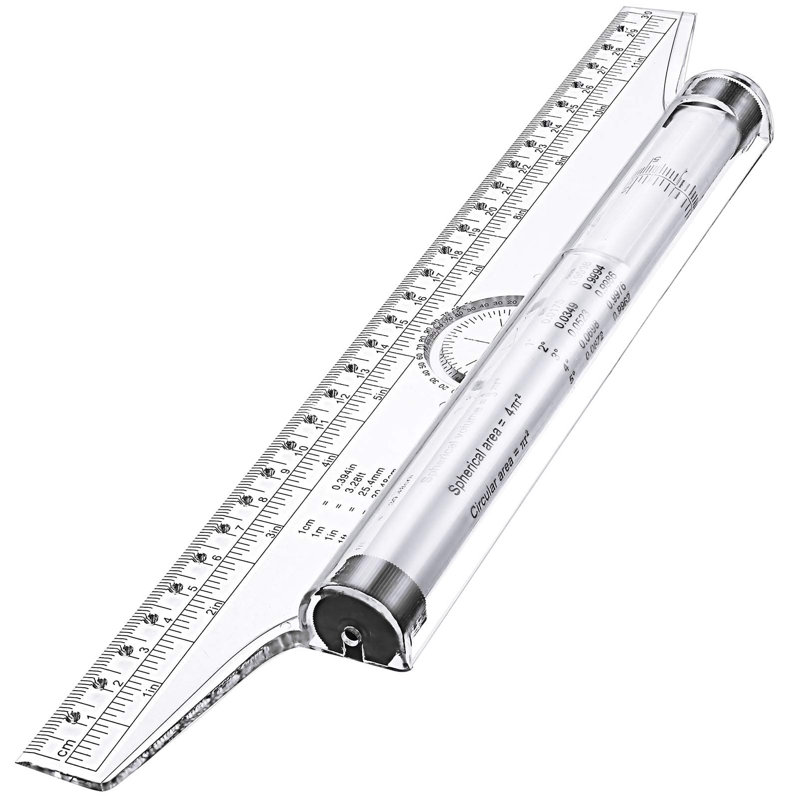 Rolling Ruler Plastic Parallel Rolling Ruler, Multifunctional Drawing Design for Measuring Drafting Office, 12 Inch
