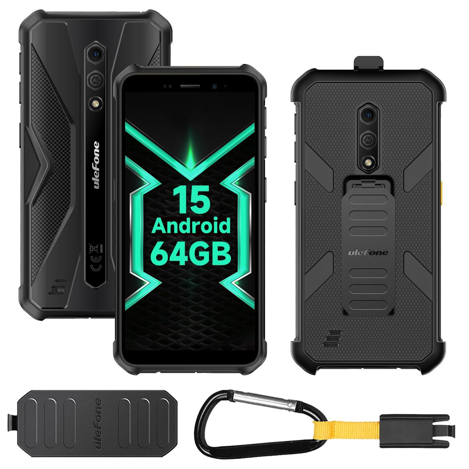 Armor X12 Pro Rugged Smartphone, 10GB RAM, 64GB ROM, Android 15 Mobile Phones, IP68/69K Waterproof, 3-Card Slot, 13MP +8MP Camera, Octa Core, 5.45 inch Tough Screen, NFC, Black