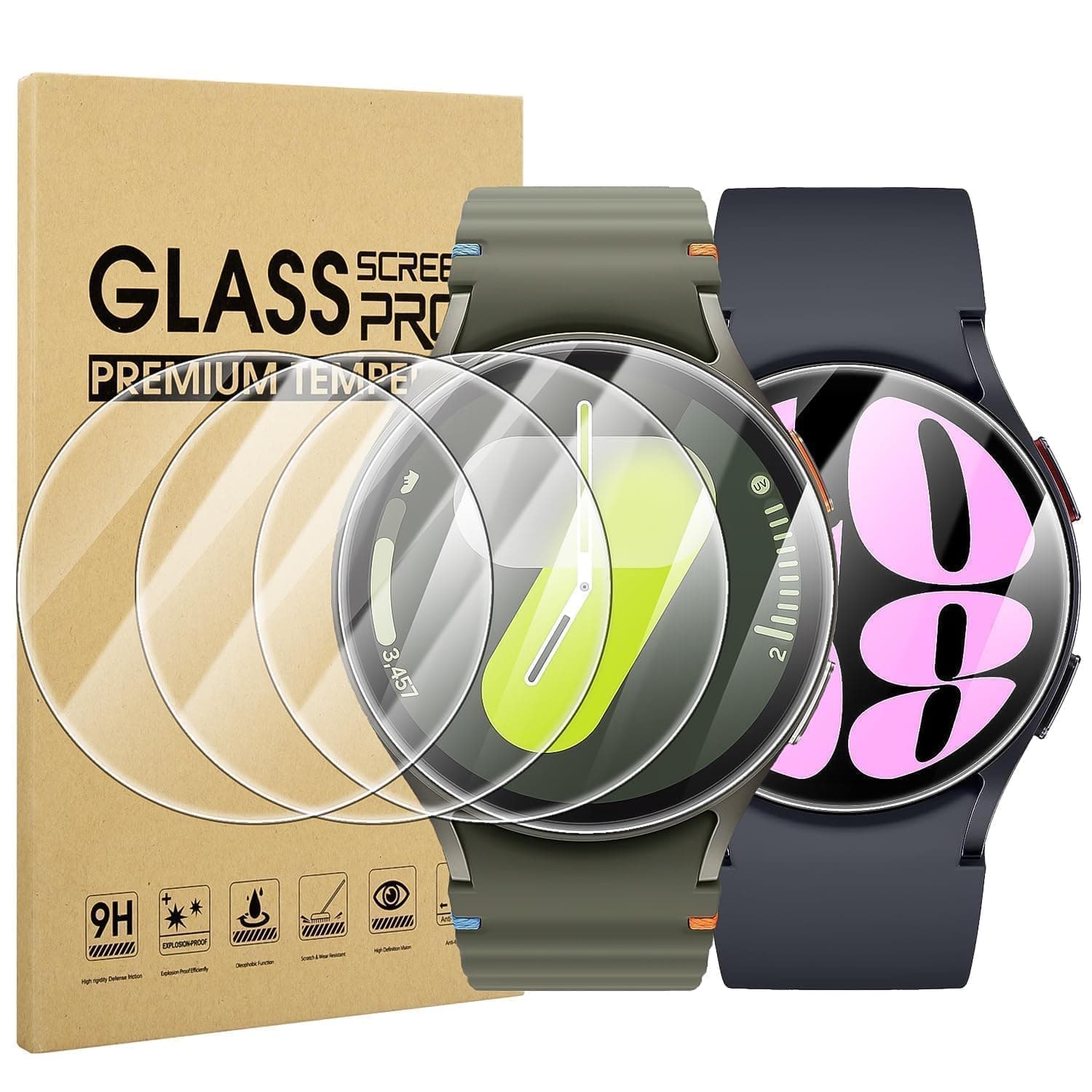 4-Pack Screen Protector for Samsung Galaxy Watch 7/6/5/4 44mm Tempered Glass Screen Cover(Diameter Size 41mm)