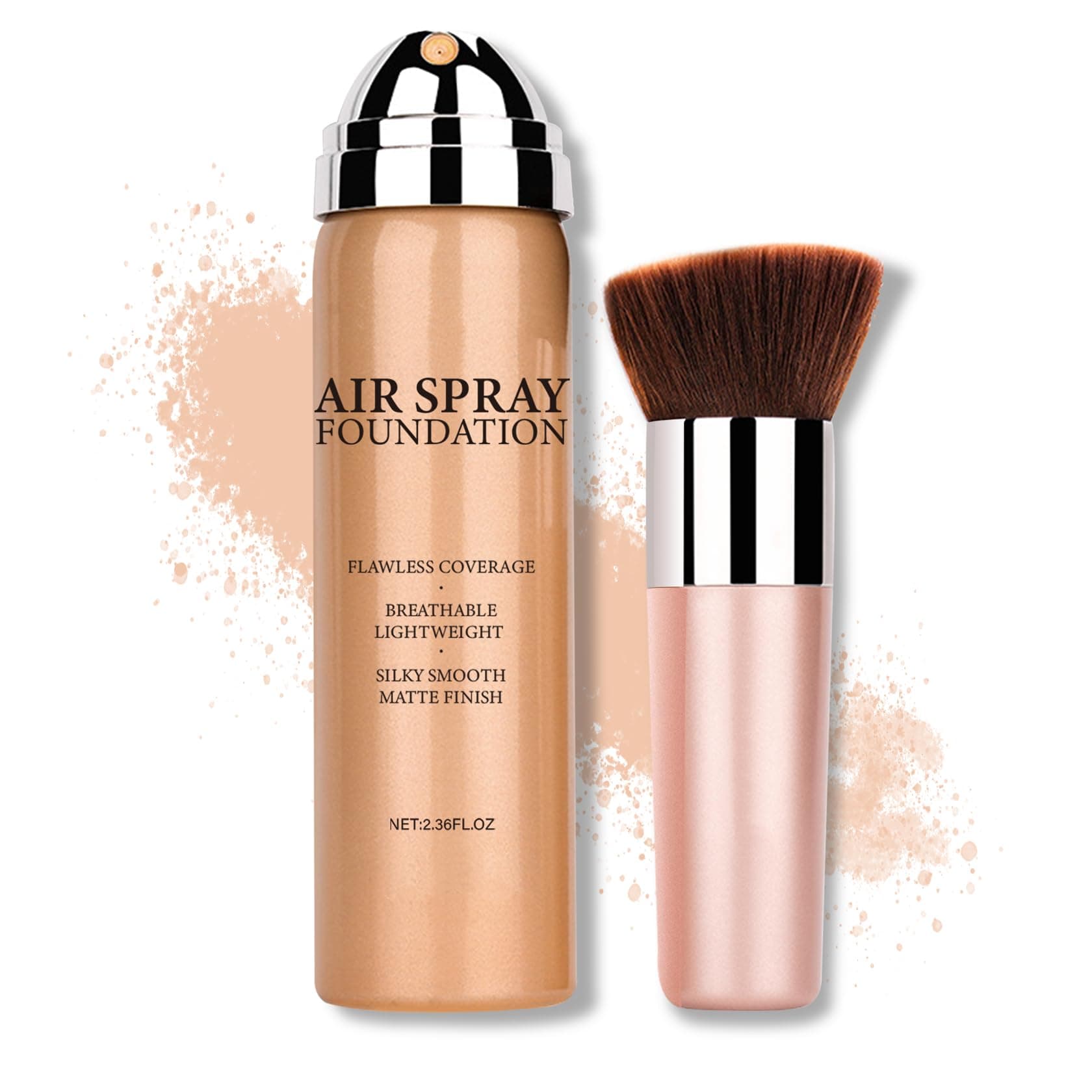 Flawless AirBrush Foundation High Coverage Foundation Smooth Creamy Matte Spray Foundation Makeup Kit For Mature Skin With Natural Nude Finish #Natural/Warm Porcelain