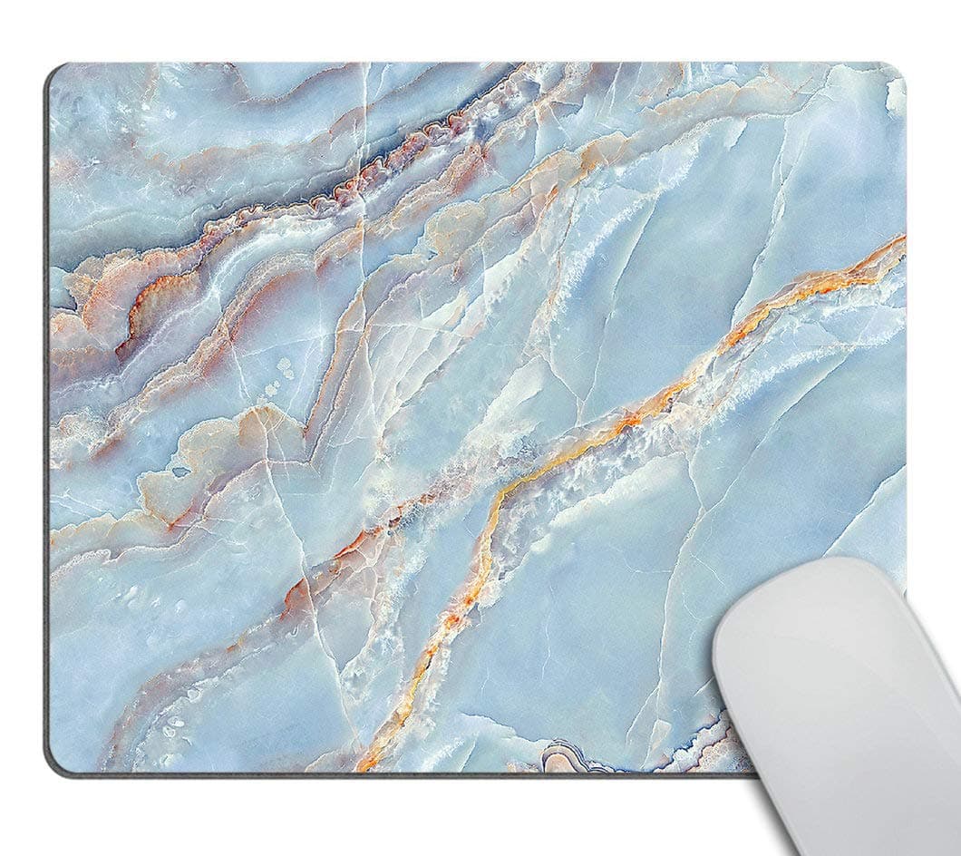 Wasach Gaming Mouse Pad Custom,Blue Marble Texture Non-Slip Rubber Mouse Pad 9.5x7.9 Inch …