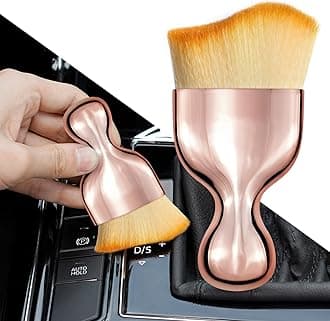 Ouzorp Car Interior Dust Brush, Soft Bristles Detailing Brush, Scratch-Free Dusting Tool for Automotive Dashboard, Air Conditioner Vents, Leather, Computer (ROSE GOLD)