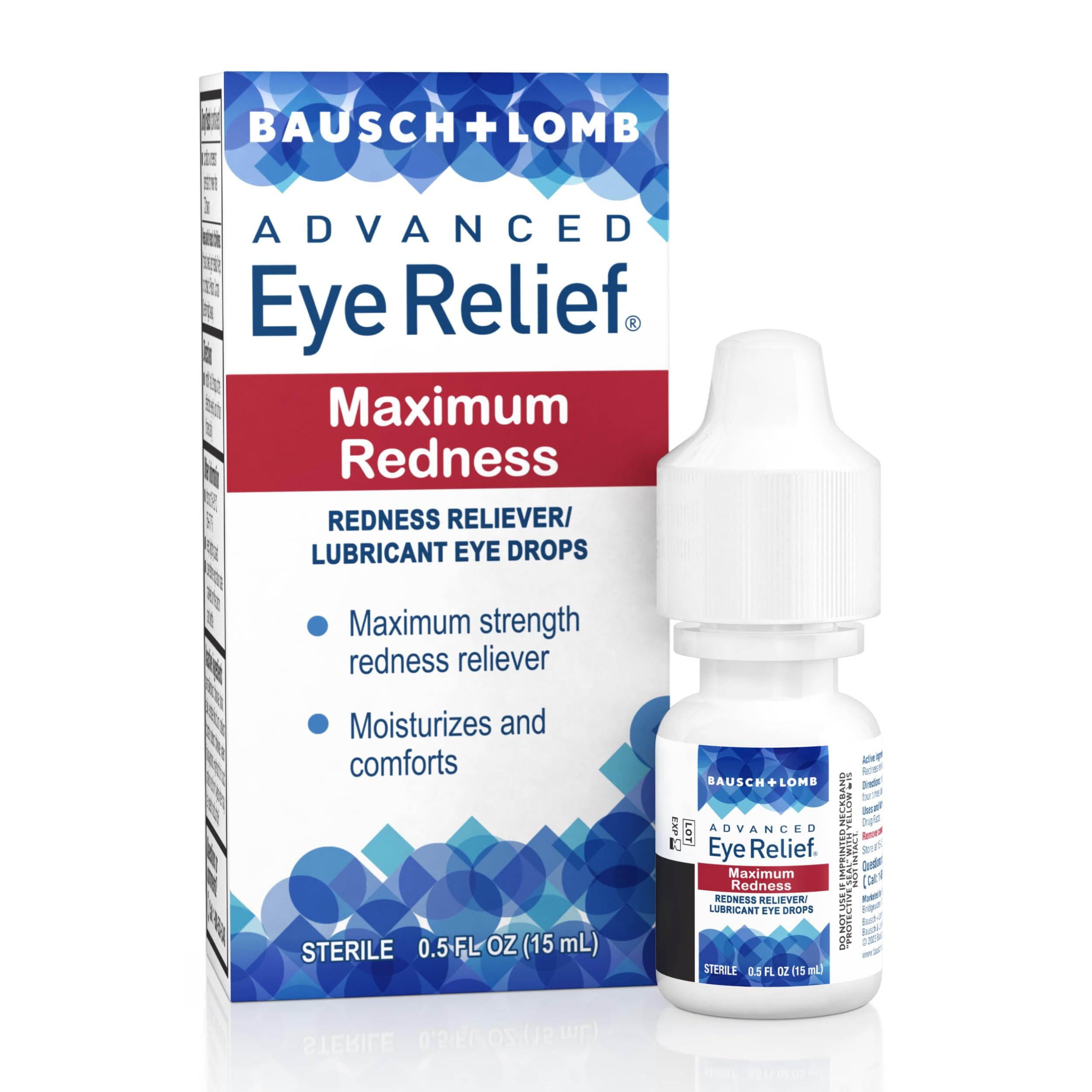 Advanced Eye Relief, Maximum Redness Reliever and Lubricant Eye Drops, Soothes Burning & Irritated Dry Eyes, Moisturizes & Comforts, 0.5 Fl Oz (Pack of 6)