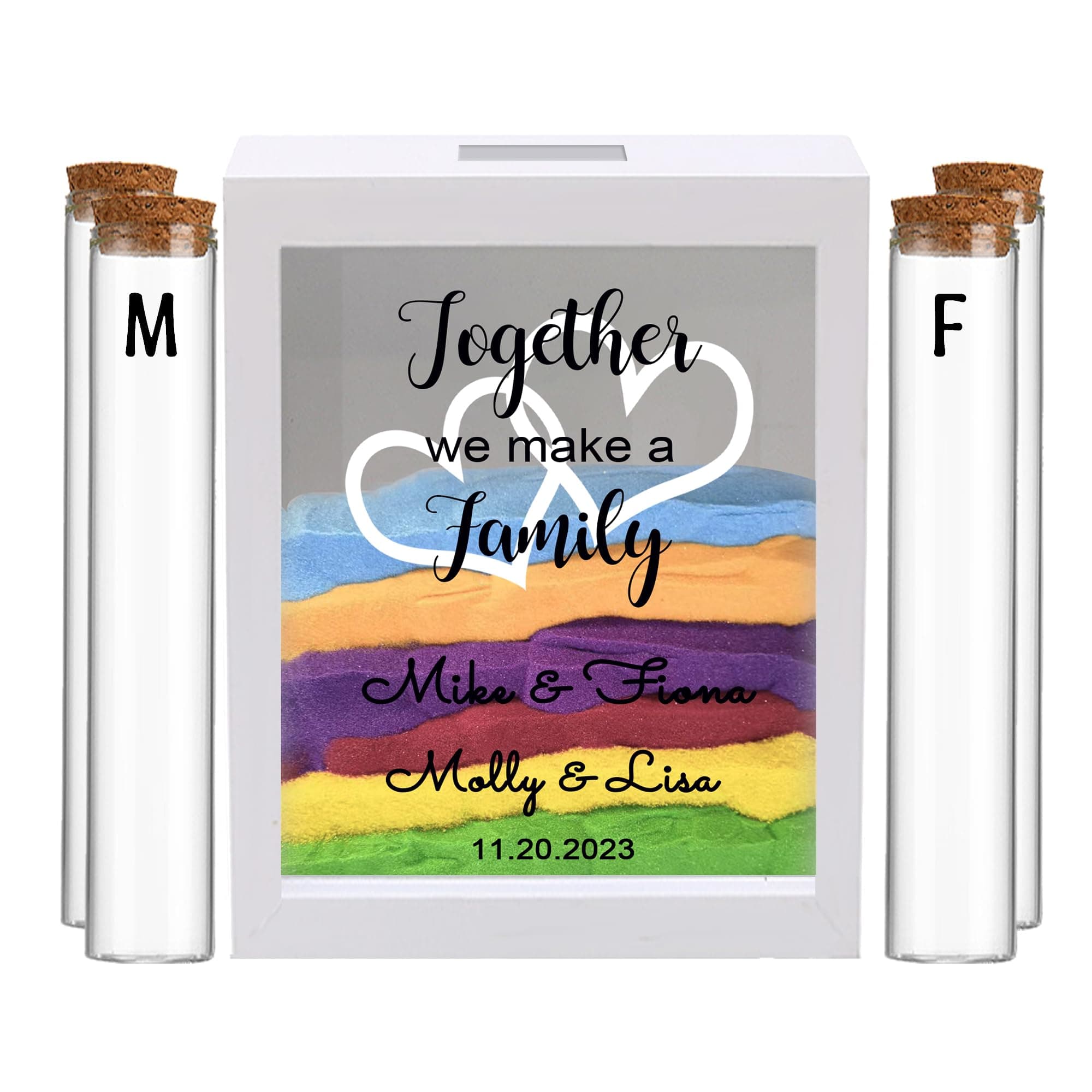 OGRAFF Personalized Unity Sand Set for Weddings, Glass Sand Ceremony Kit,Custom Initial/Name/Pattern Clear Sand Bottle, Handmade Decorative Keepsake Jar Vase Party Gift for Couples Family