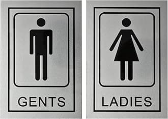 BUZZ COOL Gents Ladies Signage Self Adhesive Sticker For Washroom Toilet Restroom Glass Doors Wooden Doors Offices Hospitals Mall And Business Sign Stickers, Silver