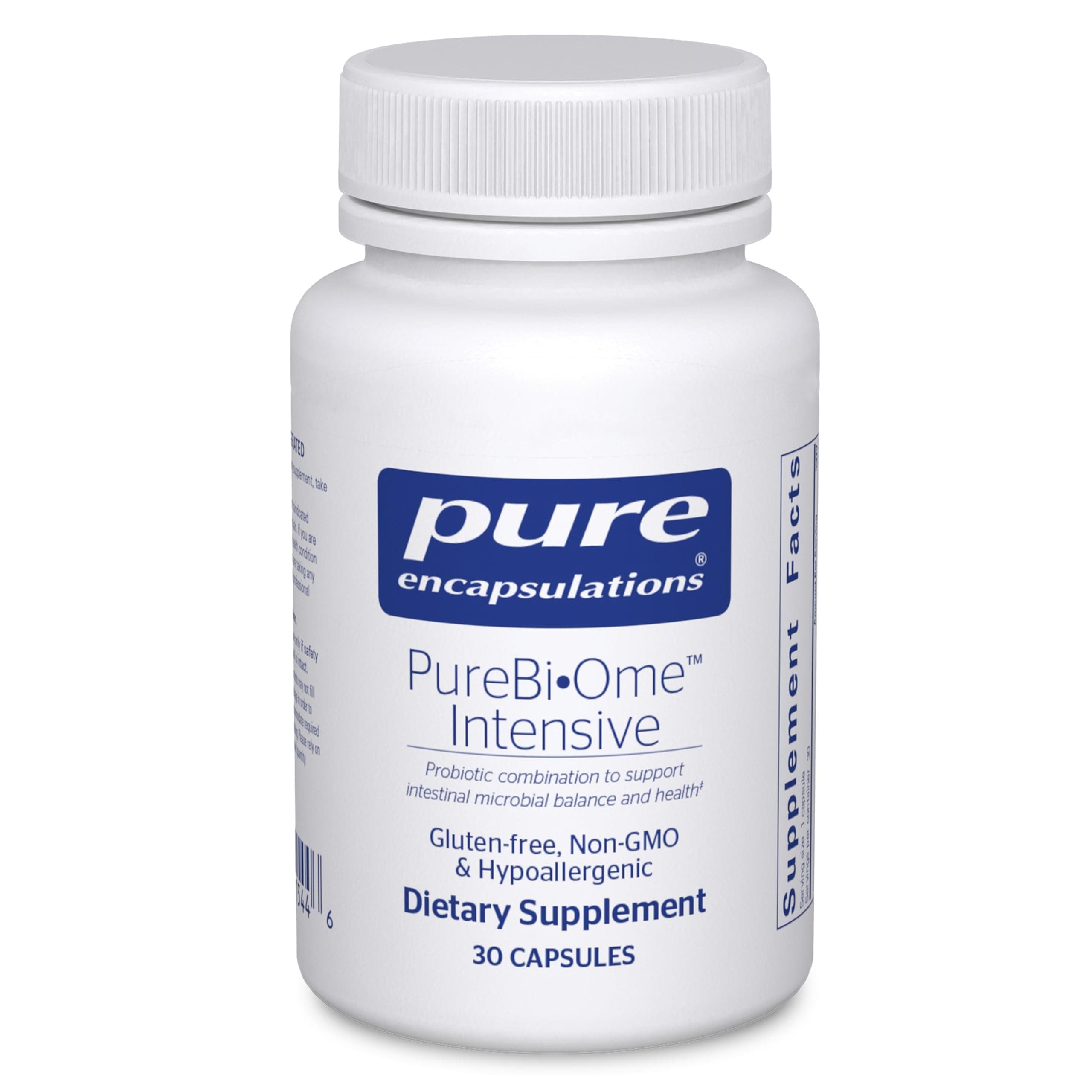 PureBi•Ome Intensive | Hypoallergenic Multi-Strain Probiotic Blend to Support Healthy Intestinal Microflora Balance | 30 Capsules