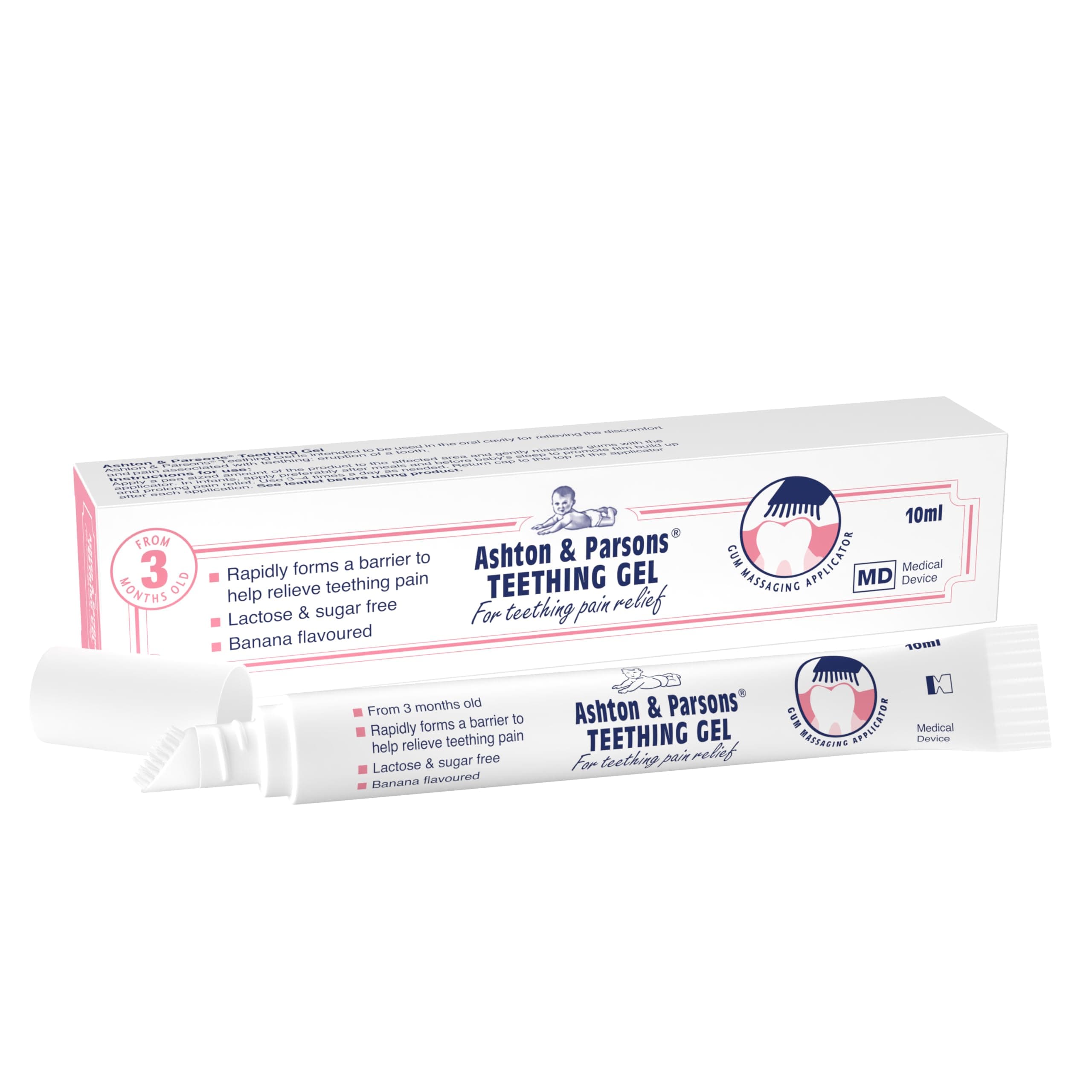 Teething Gel, Rapidly Forms a Barrier, Soft Brush applicator Helps Soothe Sore Gums Instantly, Lactose-Free, Sugar-Free, anesthetic-Free, for 3 Months+ Infants, 10ml