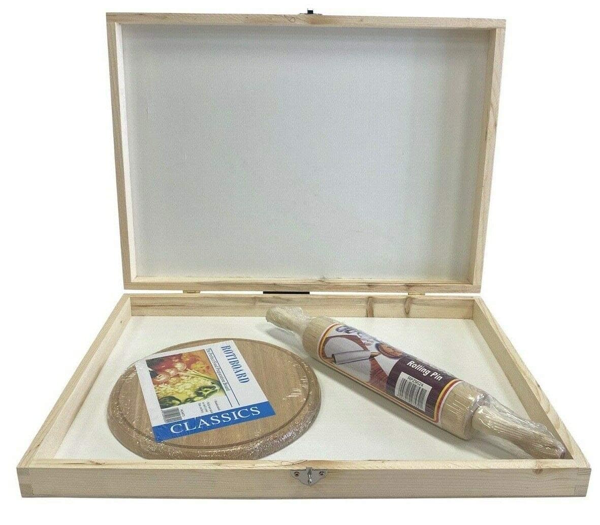 Classic 3PC ROTI/CHAPPATTI Box Set with Rolling PIN & Round Board to ROLL The ROTI NAN Pitta
