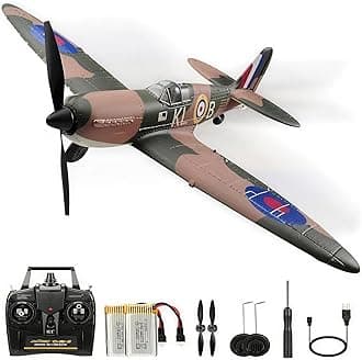 RC Plane Spitfire Fighter 2.4Ghz 4CH Remote Control Aircraft Ready to Fly for Adults Airplane Radio Controlled Plane with Xpilot Stabilization System 761-12