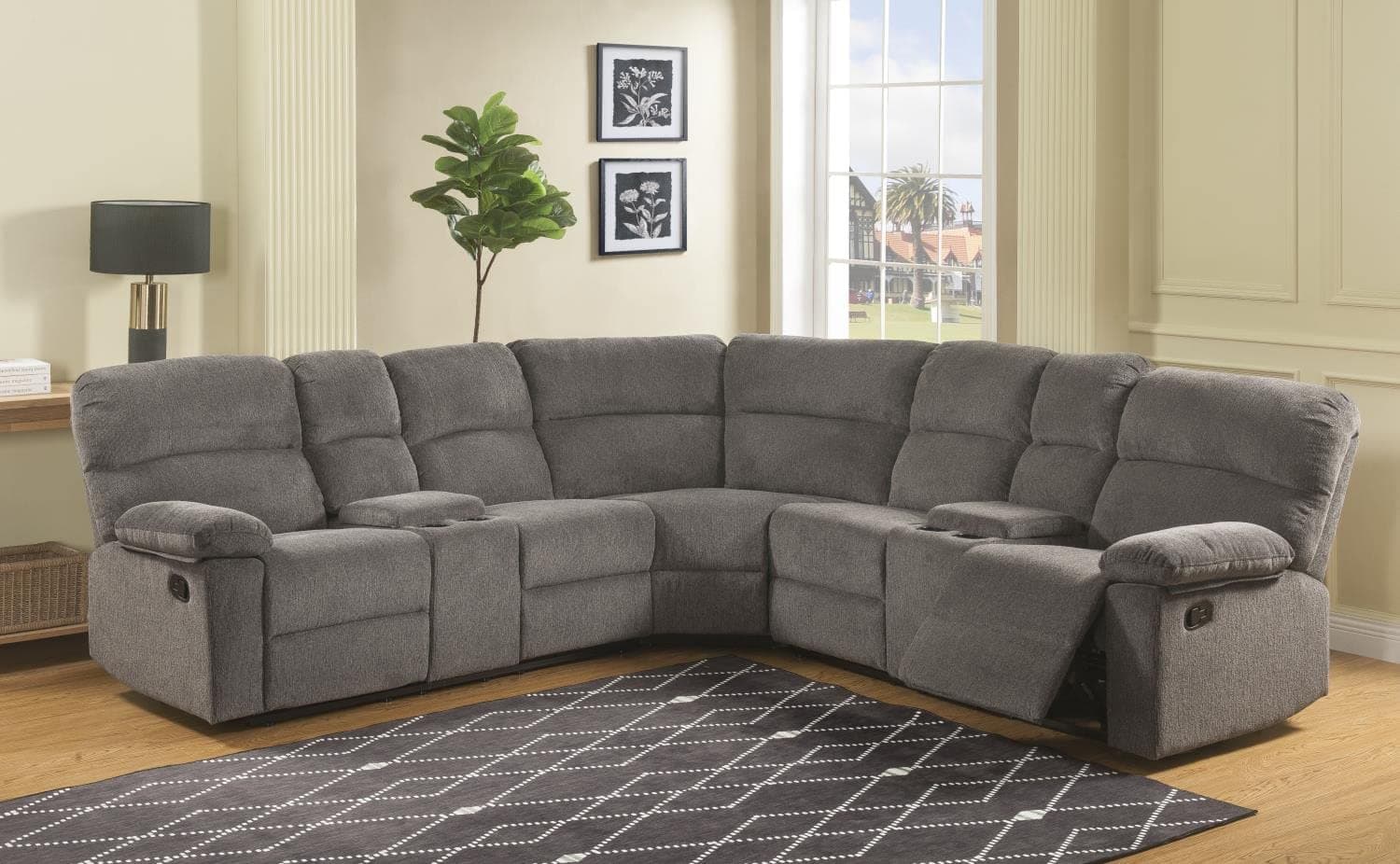 Steve Silver Conan Graphite Gray 3-Piece Reclining Sectional