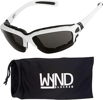 WYND Blocker Motorcycle Riding Glasses Extreme Sports Wrap Sunglasses, White, Smoke