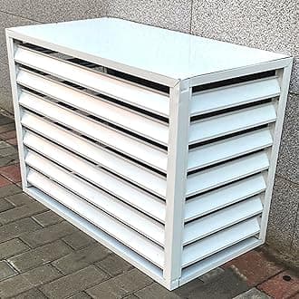 Privacy Screen Enclosure Decorative Screen, Outdoor Aluminum Alloy Air Conditioner Cover with Topper Cover, Freestanding Louvered Space Divider, Patio Furniture Covers Pool Pump Barrier Fence