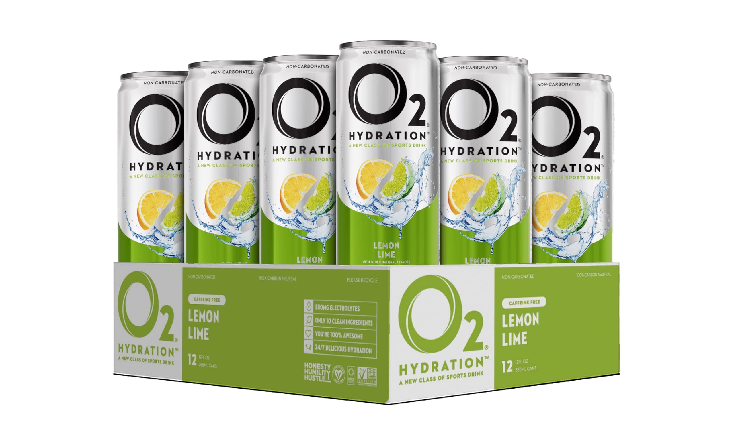O2 Lemon Lime Post Workout Recovery Drink - Powerful Electrolyte Drink for Daily Hydration