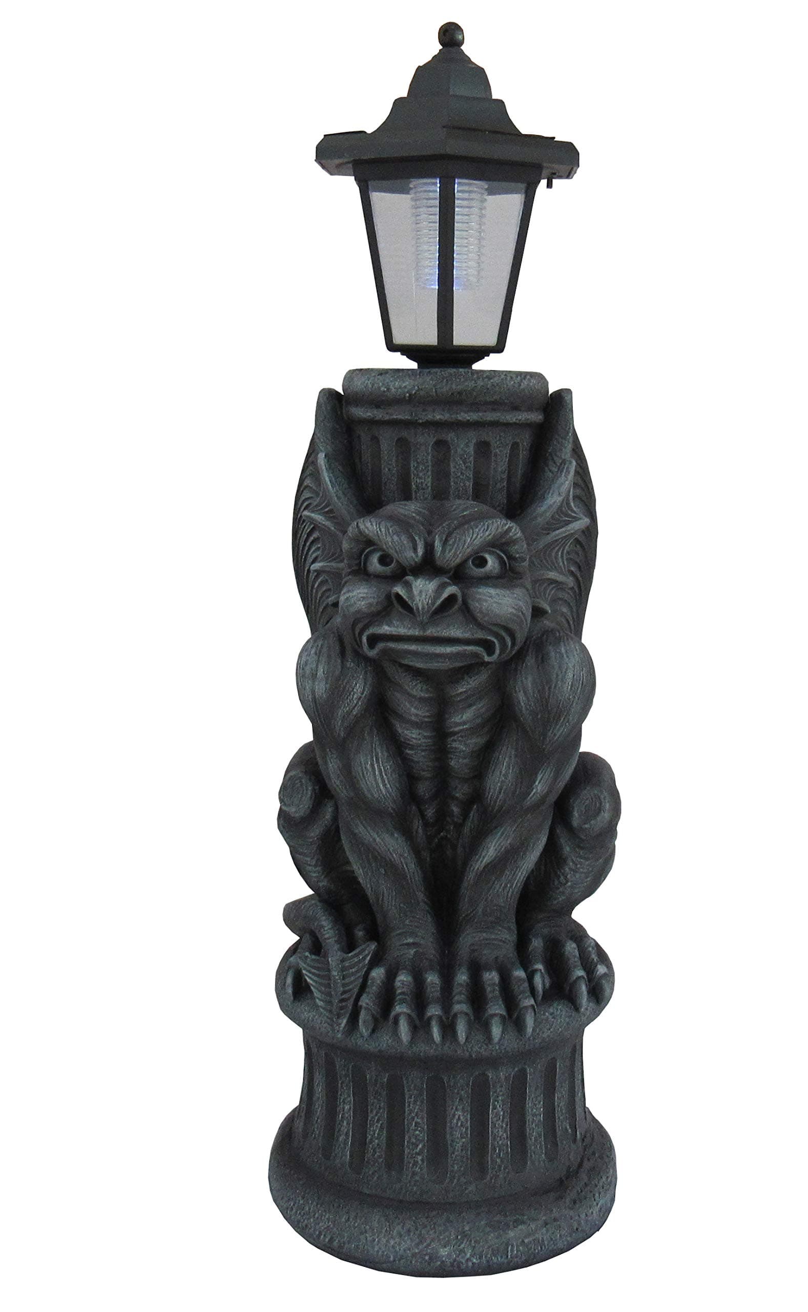DWK Glowing Grimace Guardian Gargoyle LED Solar Light - Majestic Gothic Decor Garden Statue - 20 Inches High - Adding Mystical Charm to Your Outdoor Sanctuary