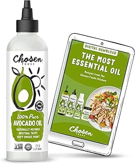 Chosen Foods 100% Pure Avocado Oil Squeeze Bottle - 27 Fl Oz - For Drizzling, Sautéing, Roasting, Searing, & Baking - High Smoke Point Cooking Oil - Kosher, Keto Friendly - With Recipe eBook