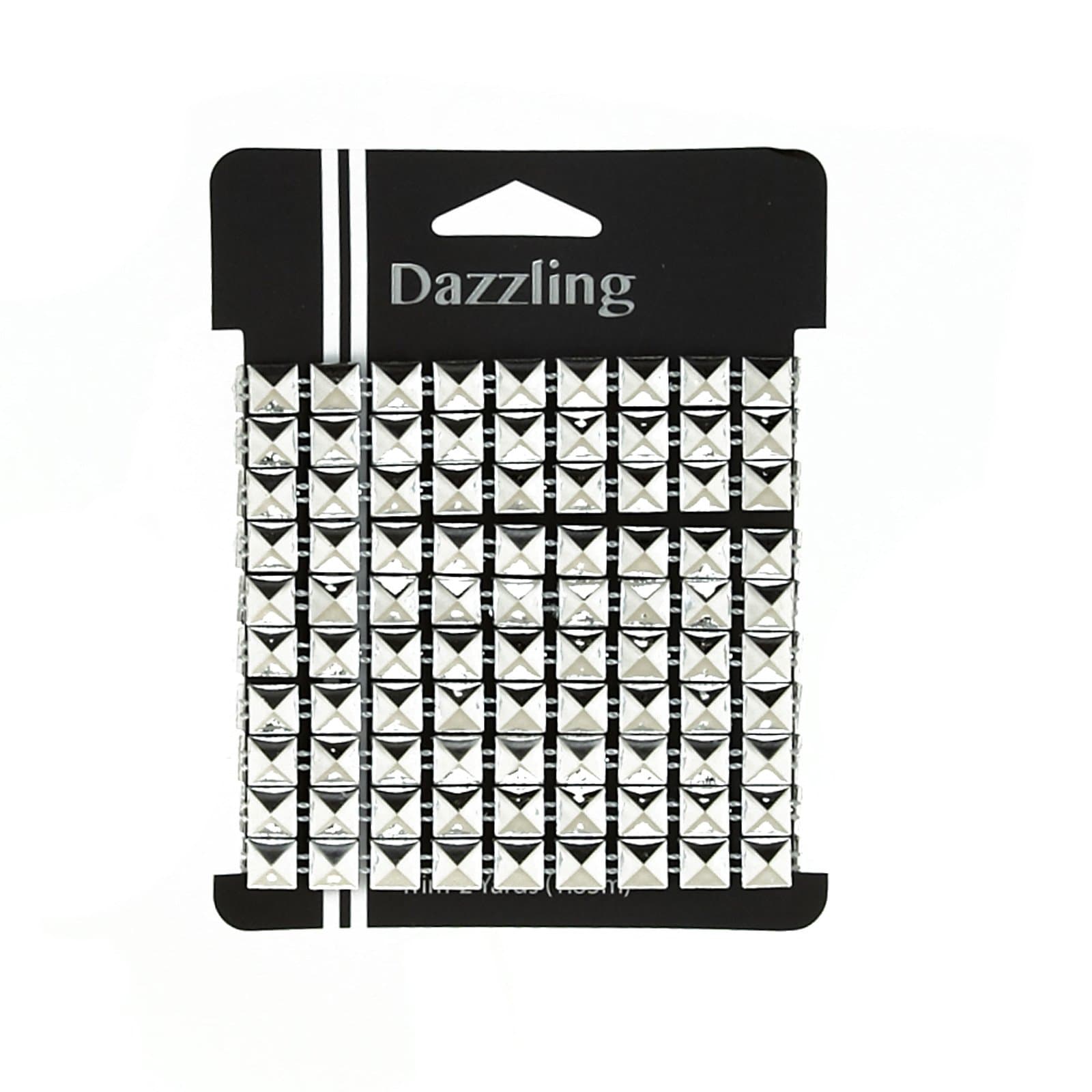 1/4'' Stud Square Spike Trim Silver 2 yd pkg