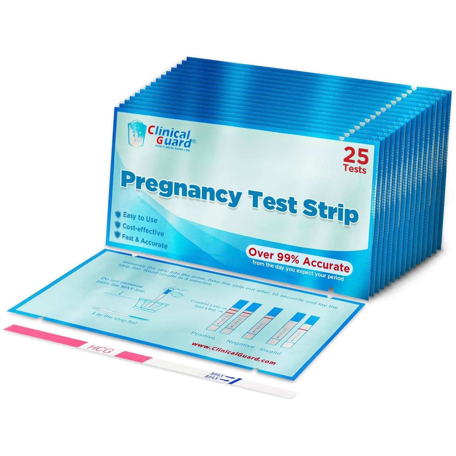 25 Pregnancy Tests Early Detection Strips - Sensitive & Accurate Measurement Within 5 mins -Pregnancy Test Strips for Women - HCG Test Strip Kit- Pruebas De Embarazo