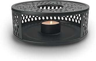 Creano Black Tea Pot Warmer - Made of Stainless Steel with Tea Light Holder - Tea Warmer, Coffee Warmer, Tea Light - Stable Does Not Rattle - Suitable for All Teapots, 15,5 x 5,5cm