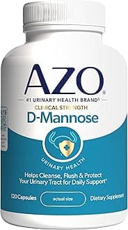 AZO D Mannose Urinary Tract Health, Cleanse, Flush & Protect The Urinary Tract, No.1 Pharmacist Recommended Brand, Clinical Strength, Non-GMO, 120 Count